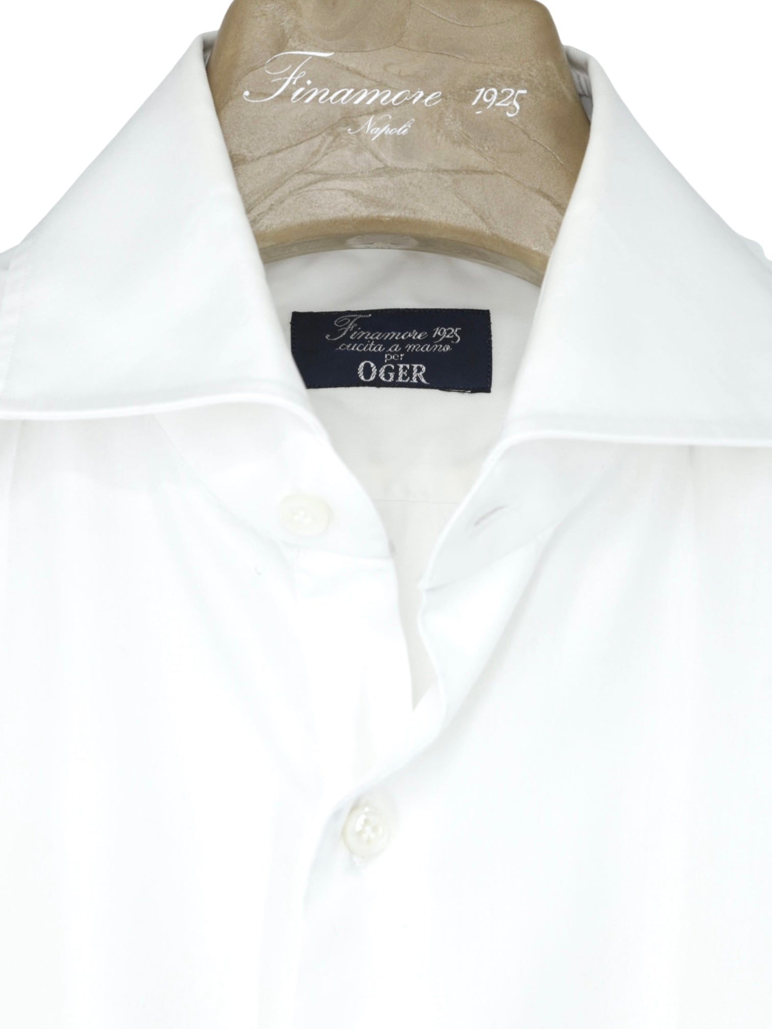 Finamore White Cotton "Collo Eduardo" Dress Shirt