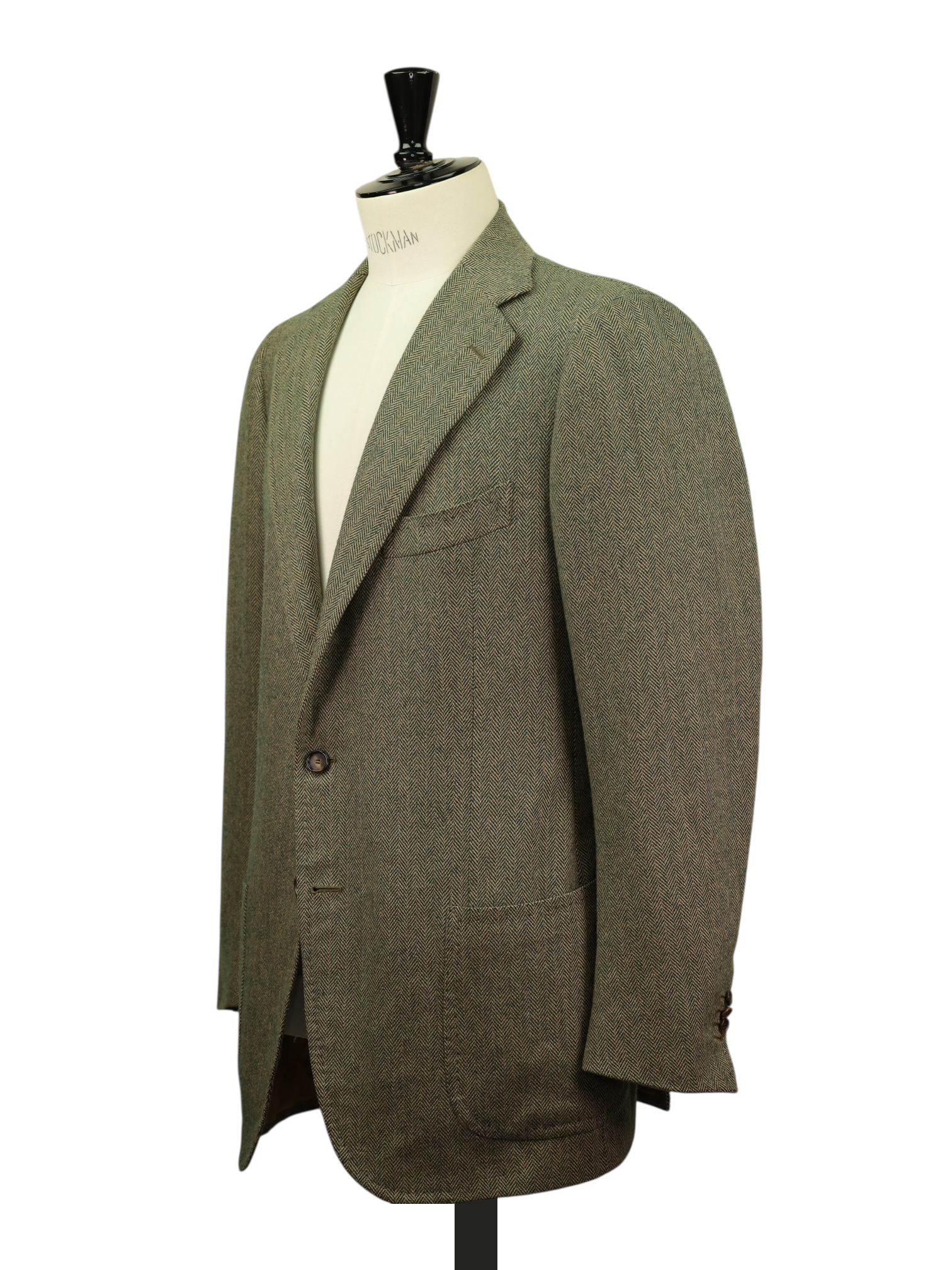 Cesare Attolini Moss Green Wool & Cashmere Tweed Herringbone Jacket