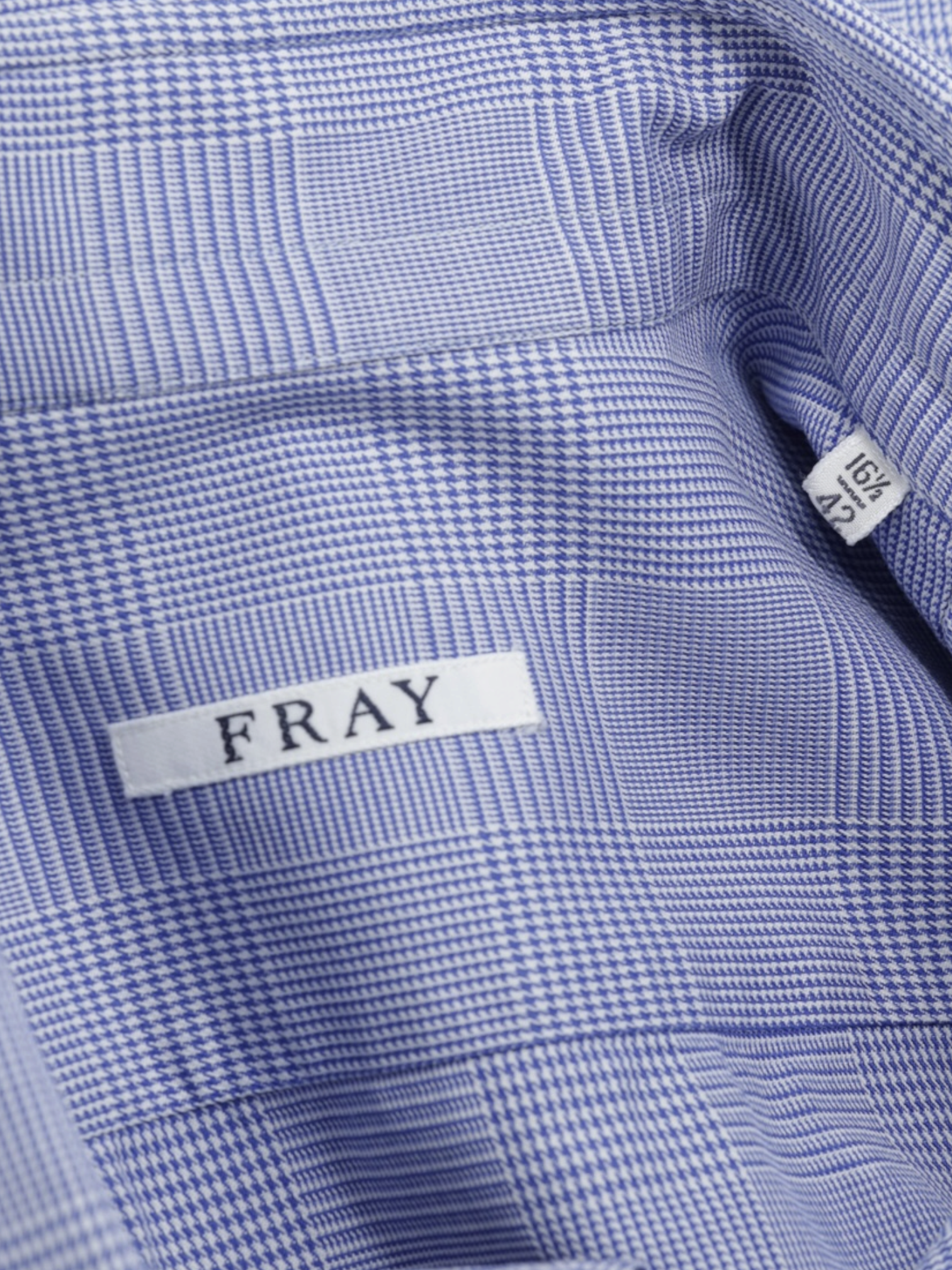Fray Blue Cotton French-Cuff Prince of Wales Shirt