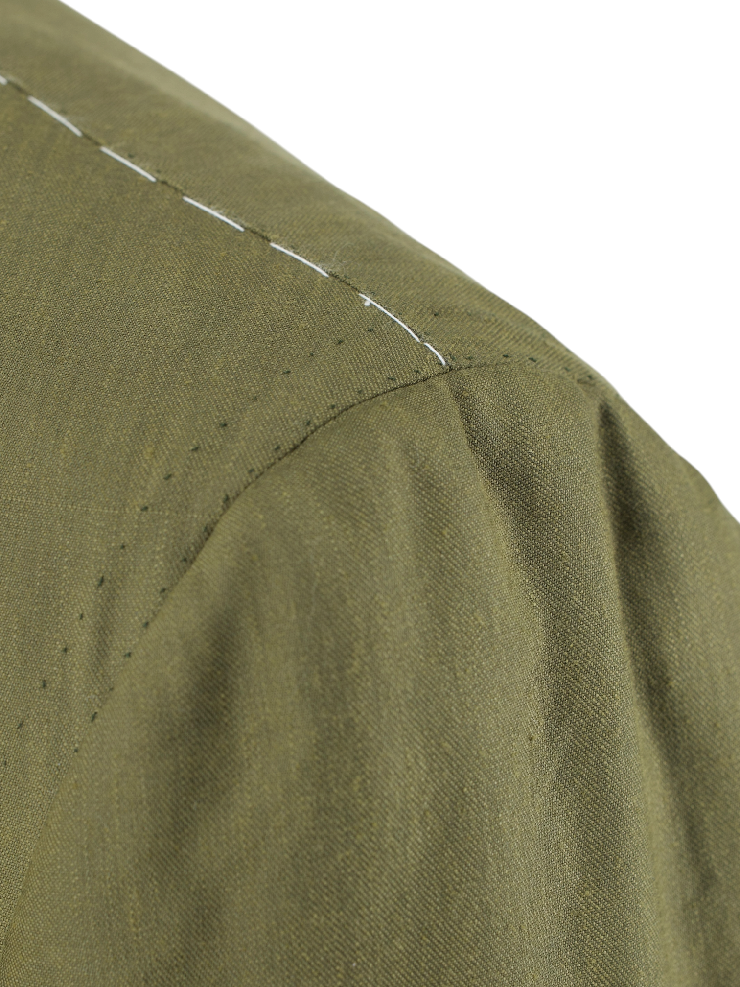 Cesare Attolini Khaki Green Linen & Wool Unlined Summer Jacket