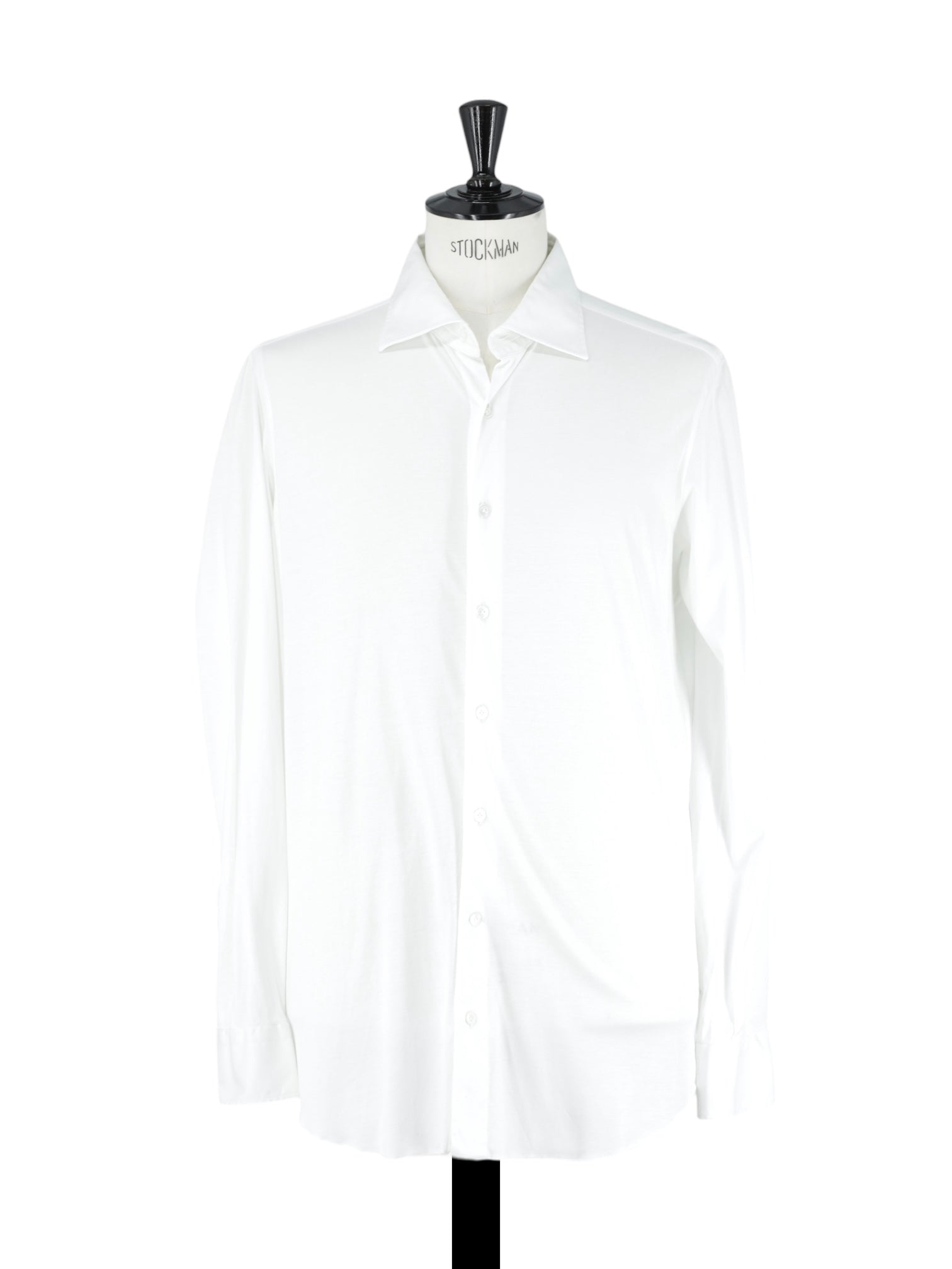 Fray White Jersey-Knitted Cotton Gabriel-Collar Shirt