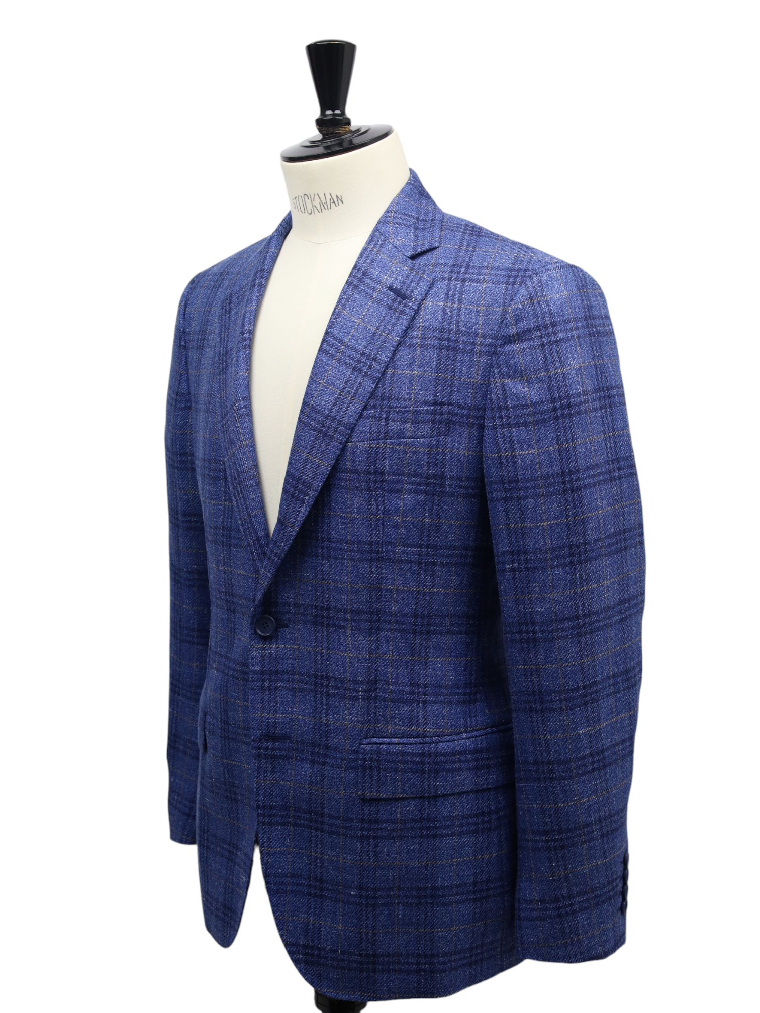 Loro Piana Denim Blue Wool, Silk & Linen Windowpane Jacket