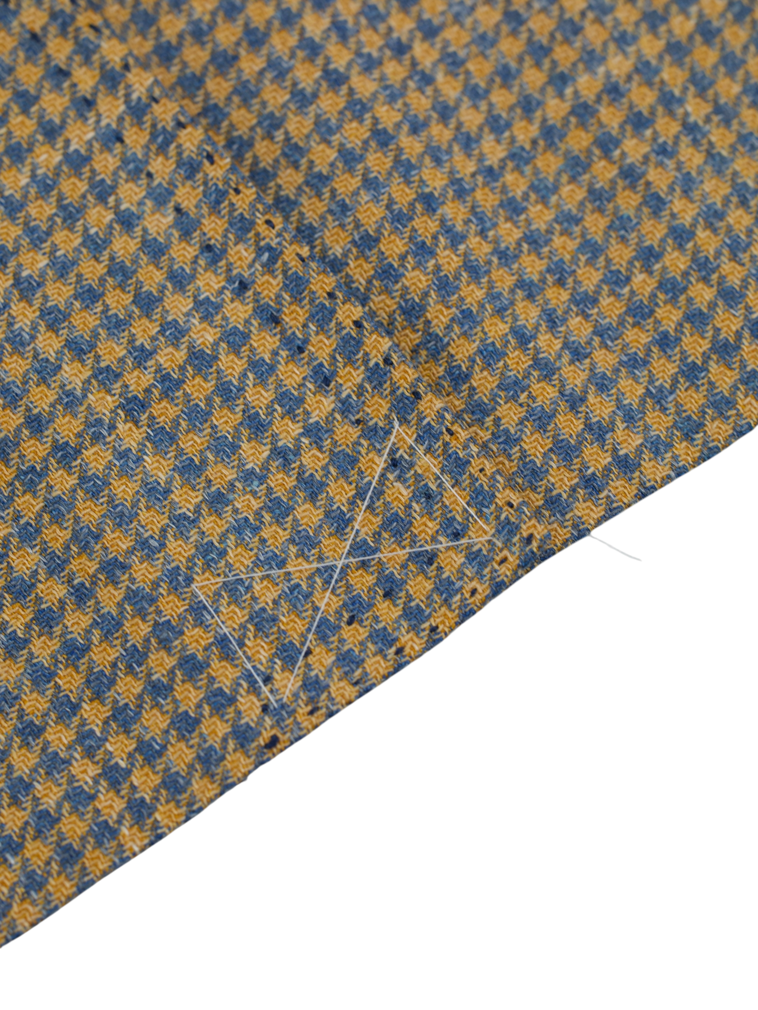 Cesare Attolini Sunset Orange & Chambray Blue Wool, Silk & Linen Pied de Poule Safari-Overshirt