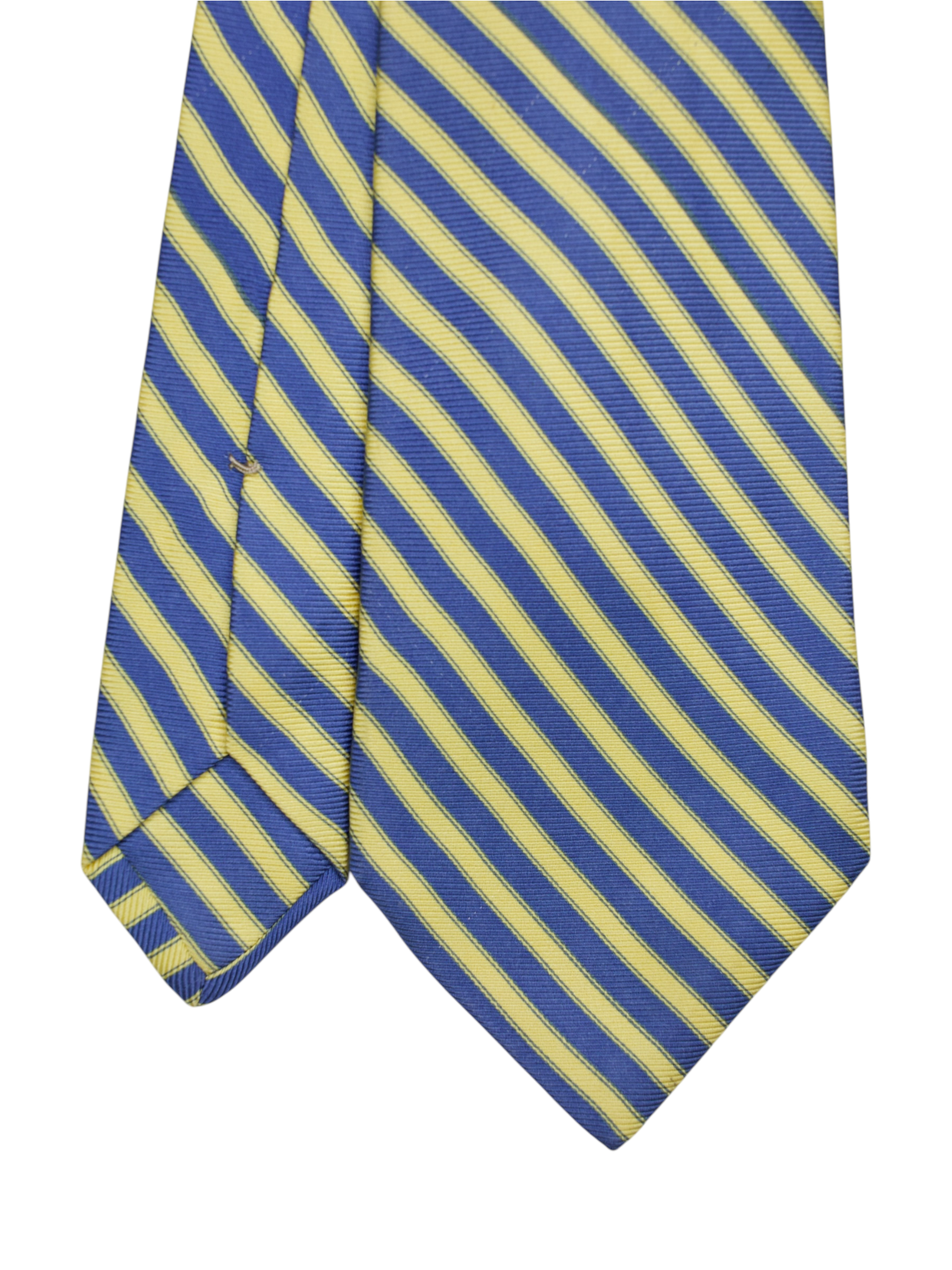 Kiton 5-Fold Steel Blue & Yellow Silk Striped Tie