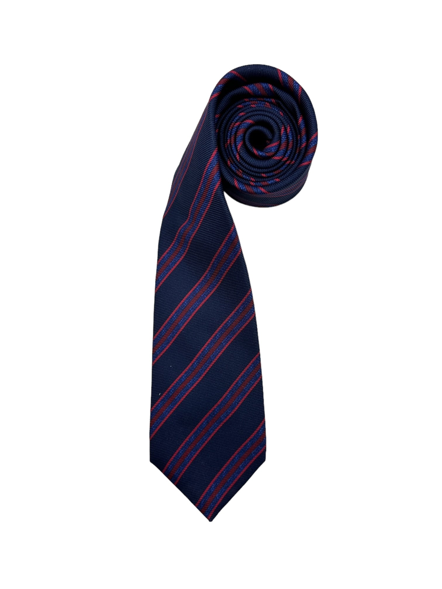 Kiton 5-Fold Blue and Red Stripe Silk Tie