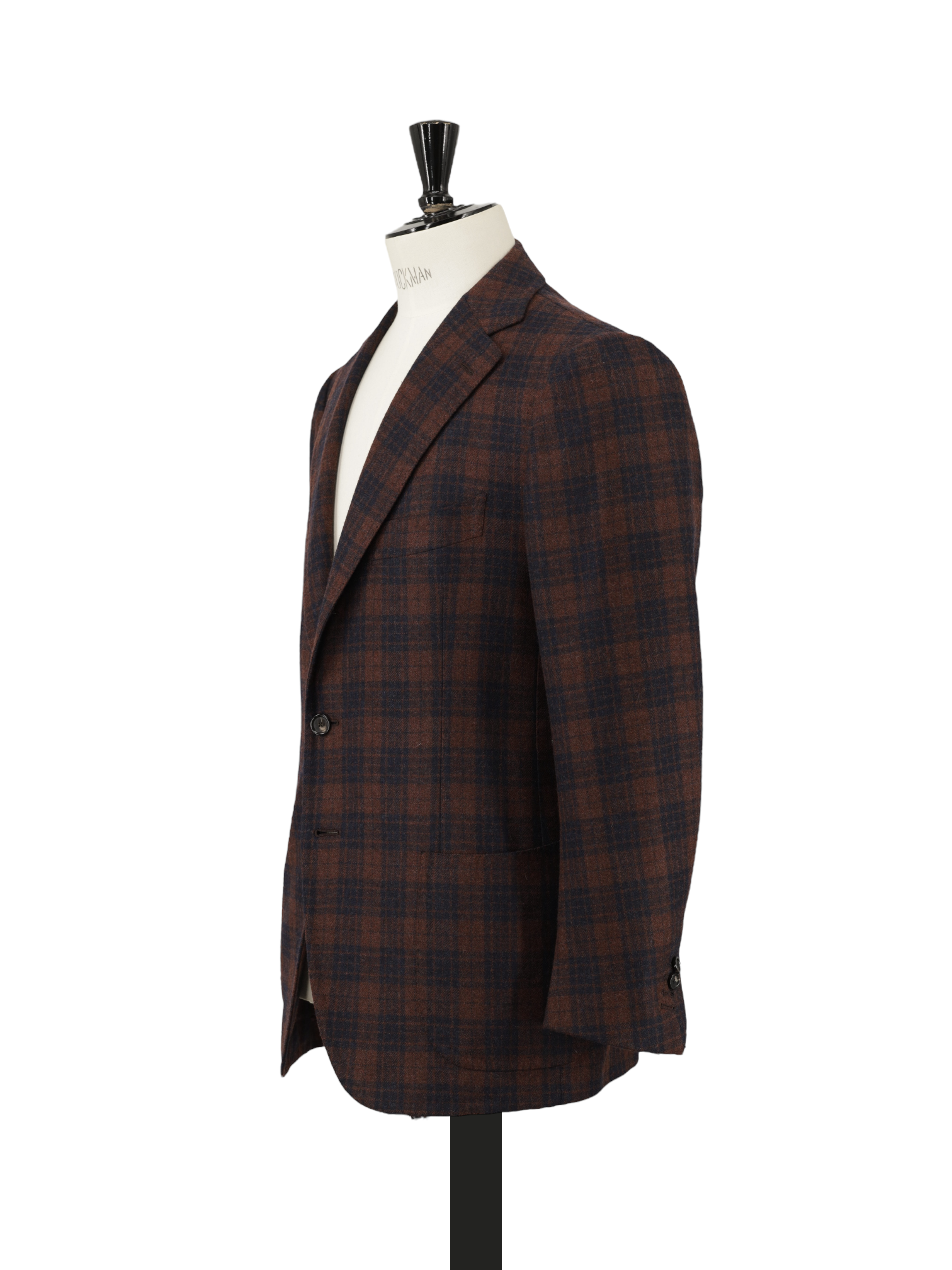 Cesare Attolini Ruby Red & Navy Wool Cashmere Check Winter Jacket