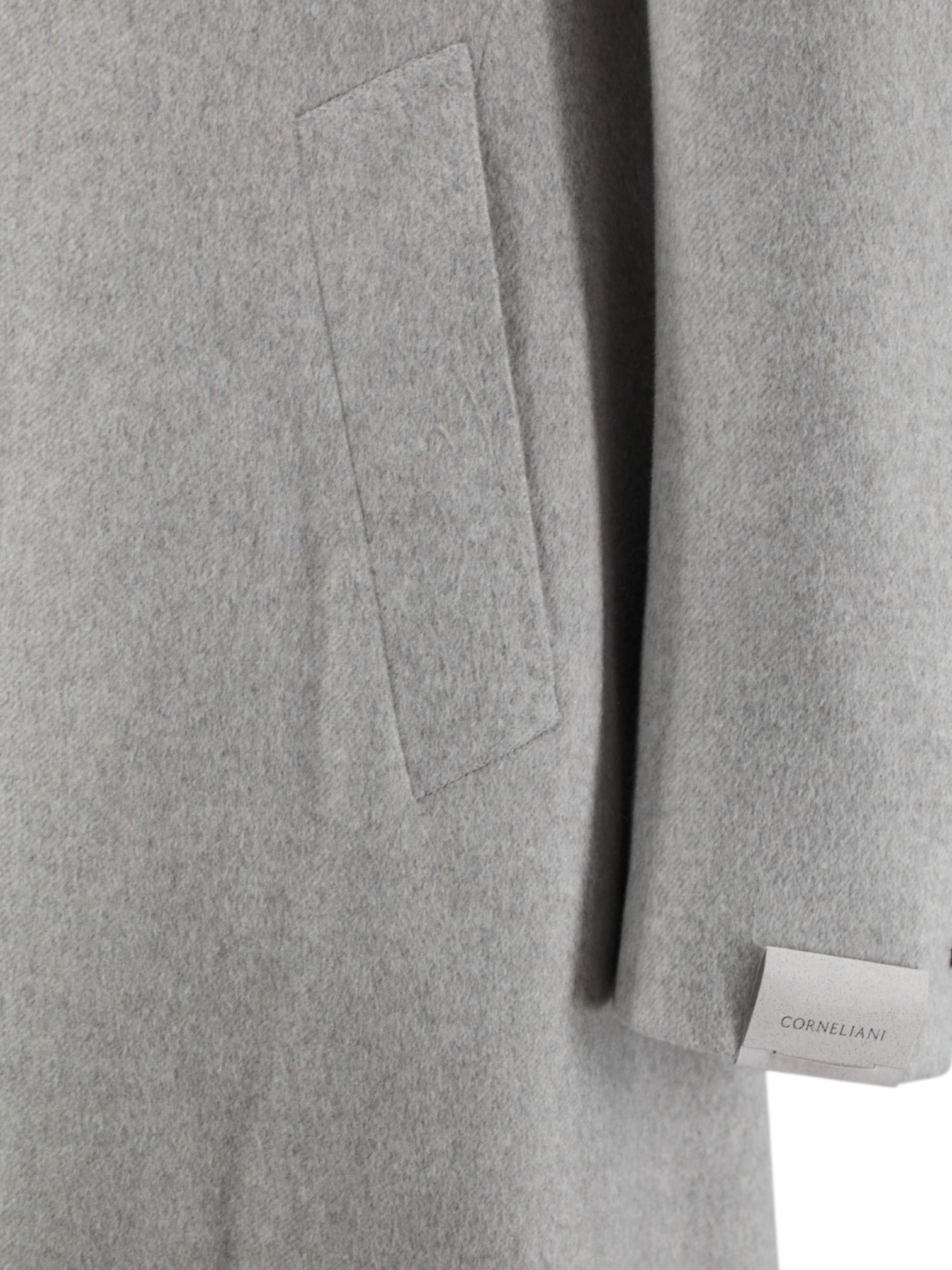 Corneliani Light Grey Pure-Cashmere Martingale-Belt Sartorial Overcoat