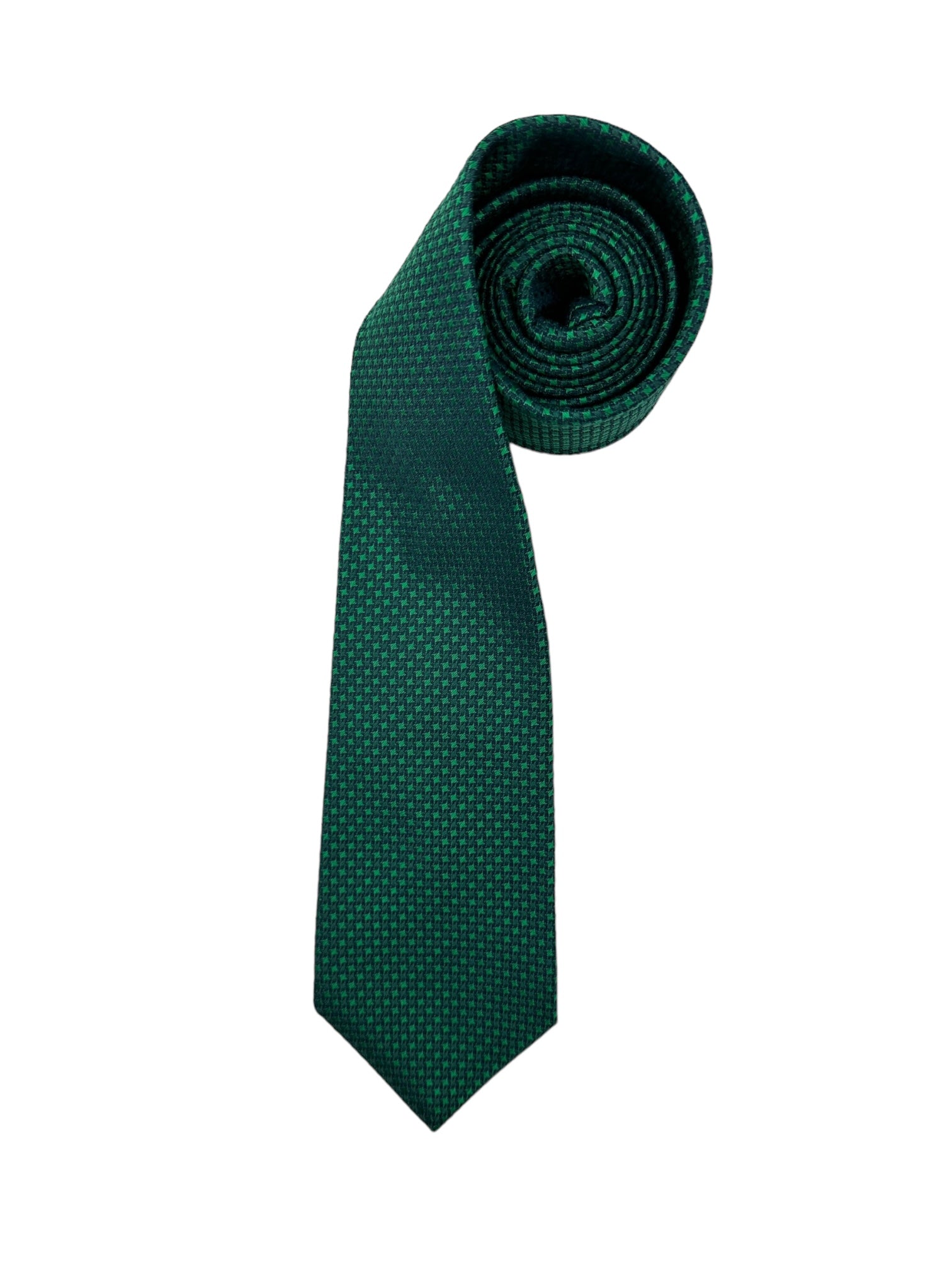 Kiton 5-Fold Emerald Green Puppytooth Silk Tie