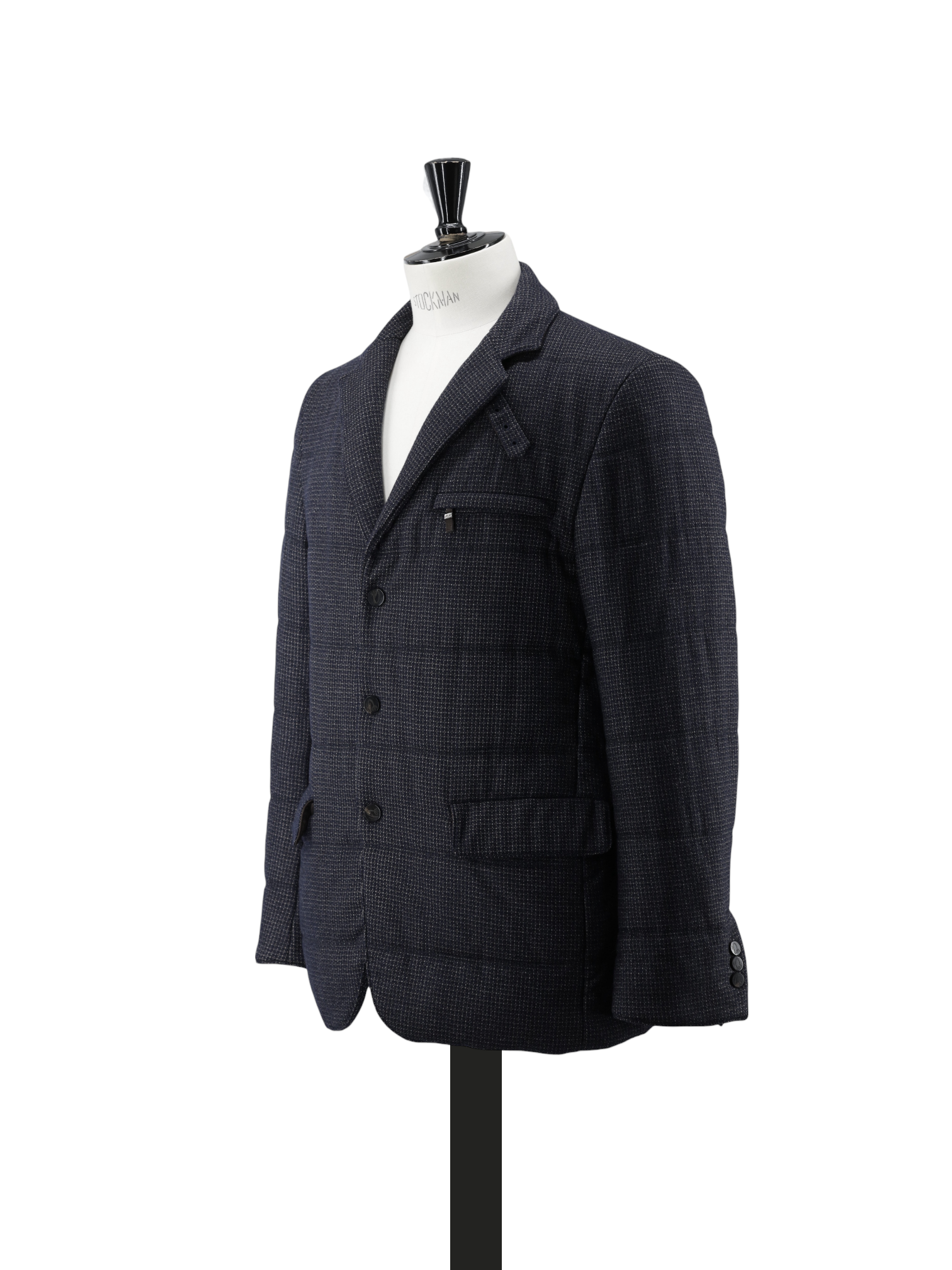 Brioni Dark Blue Wool Rain-System® Micro-Pattern Padded Jacket