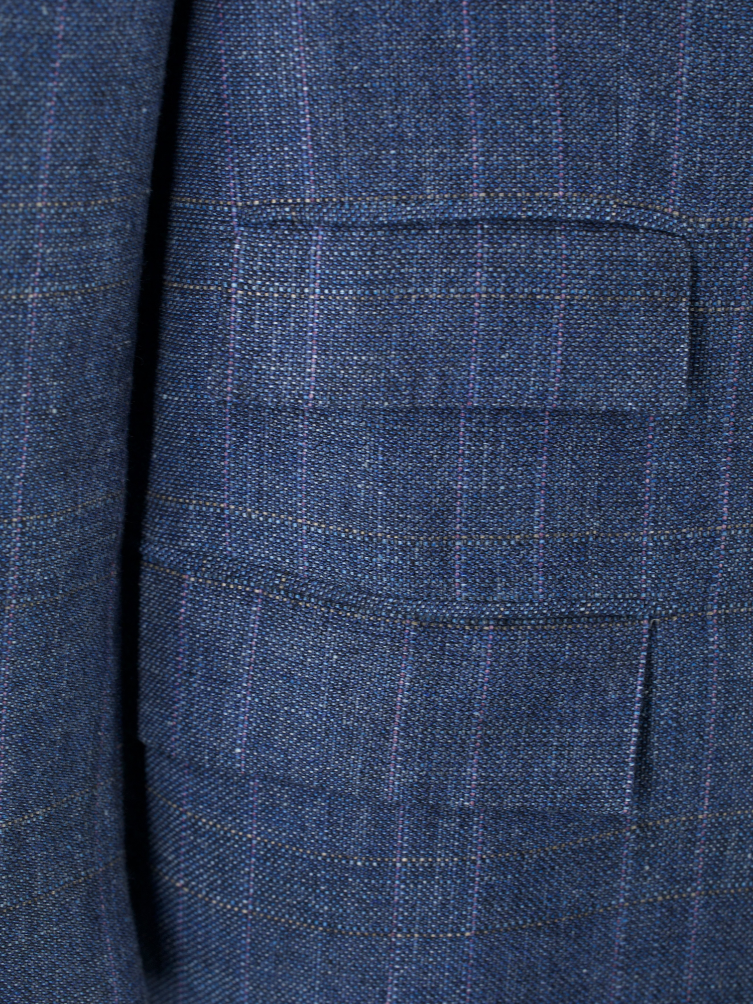 Kiton Blue & Light Brown Linen, Cashmere & Silk Windowpane Jacket
