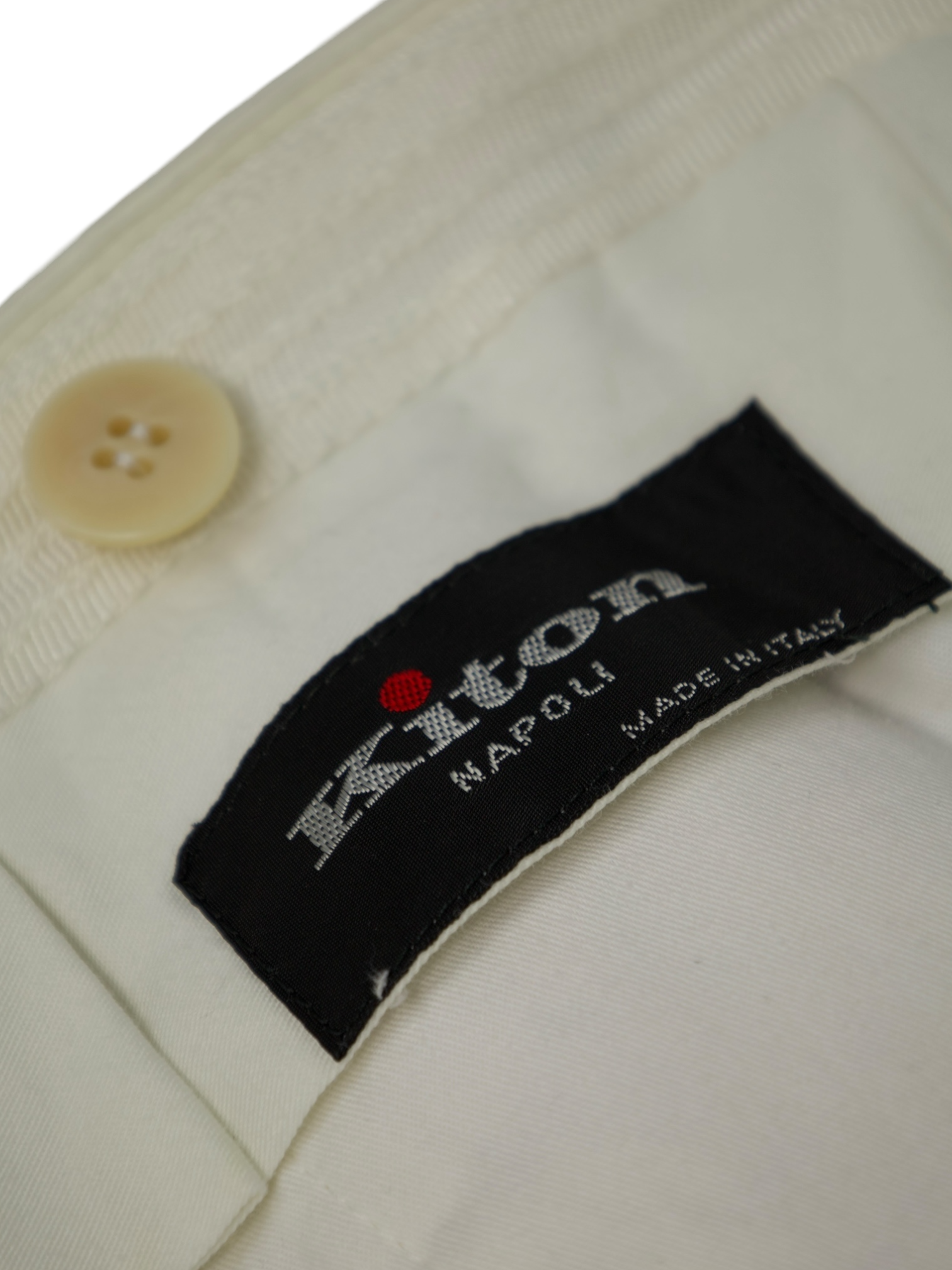 Kiton Offwhite Needlecord Linen & Silk Trousers