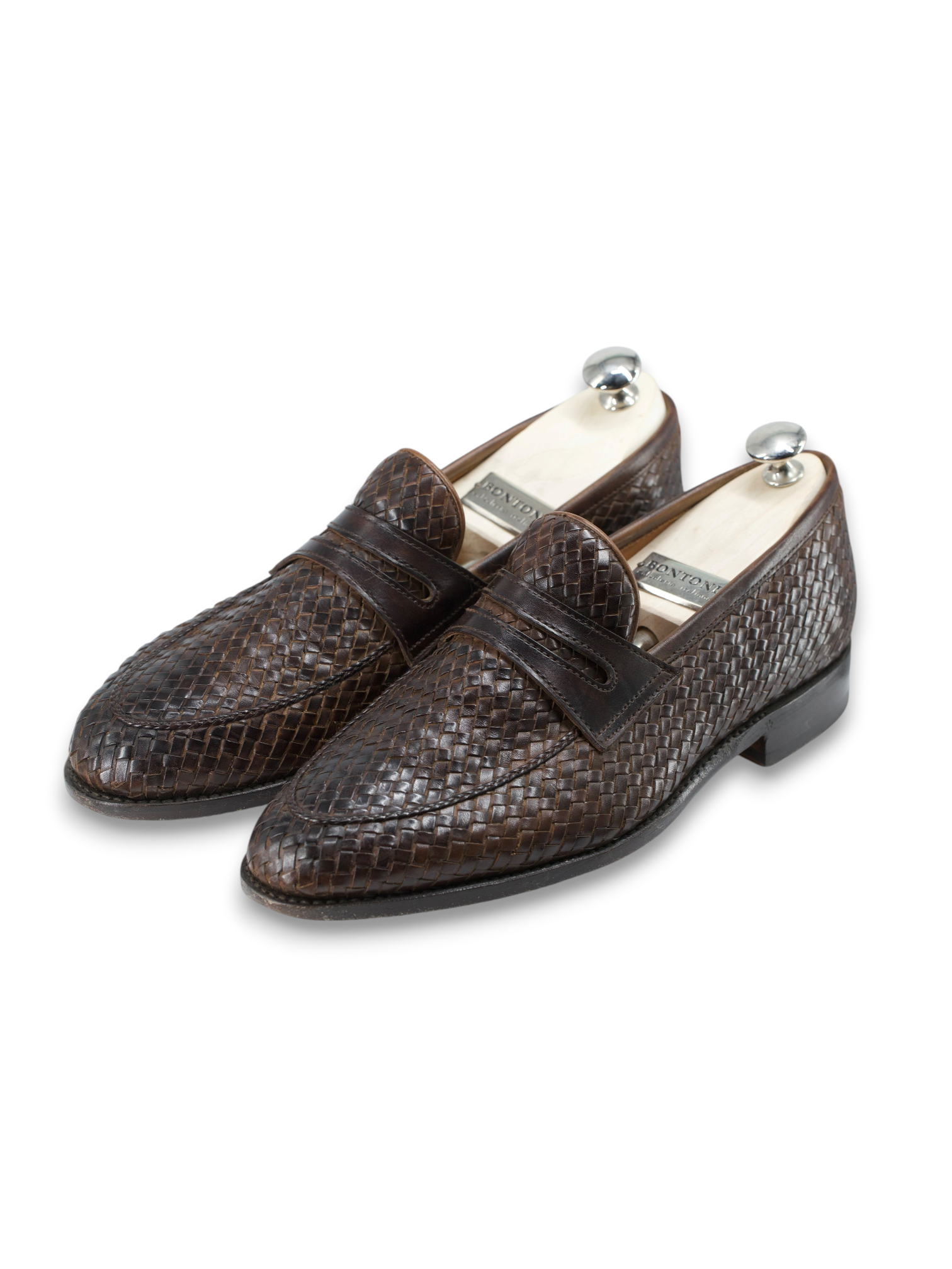 Bontoni Dark Brown Braided-Calfleather Summer Penny Loafer