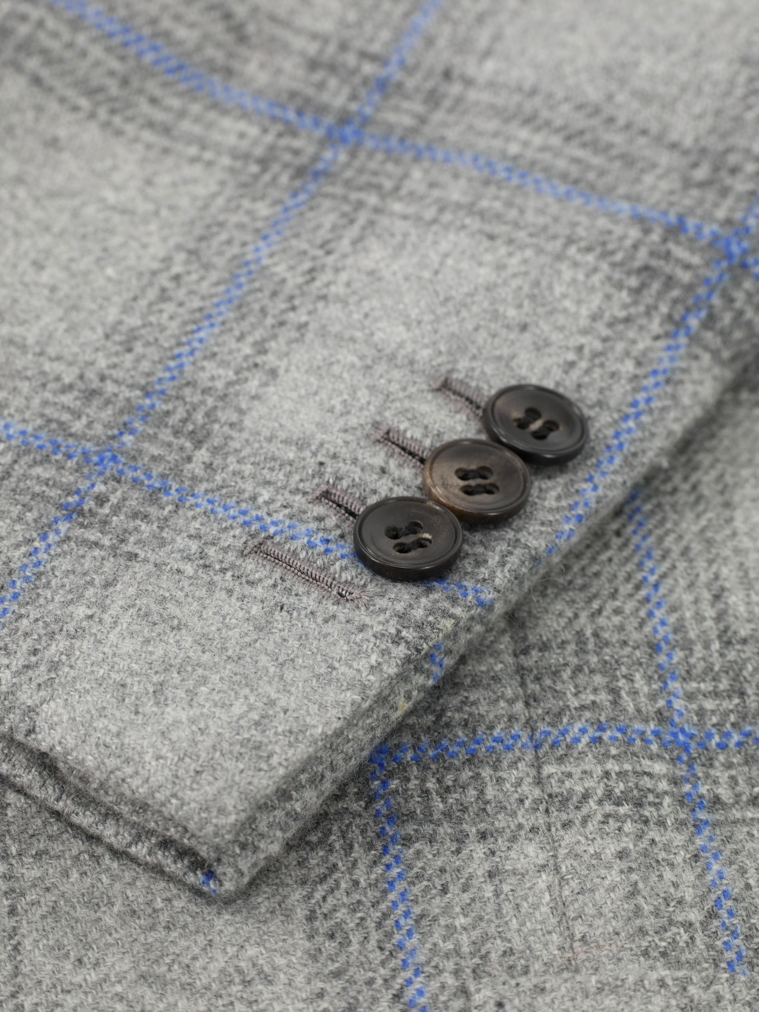 Kiton Grey & Light Blue Pure Cashmere Windowpane Jacket