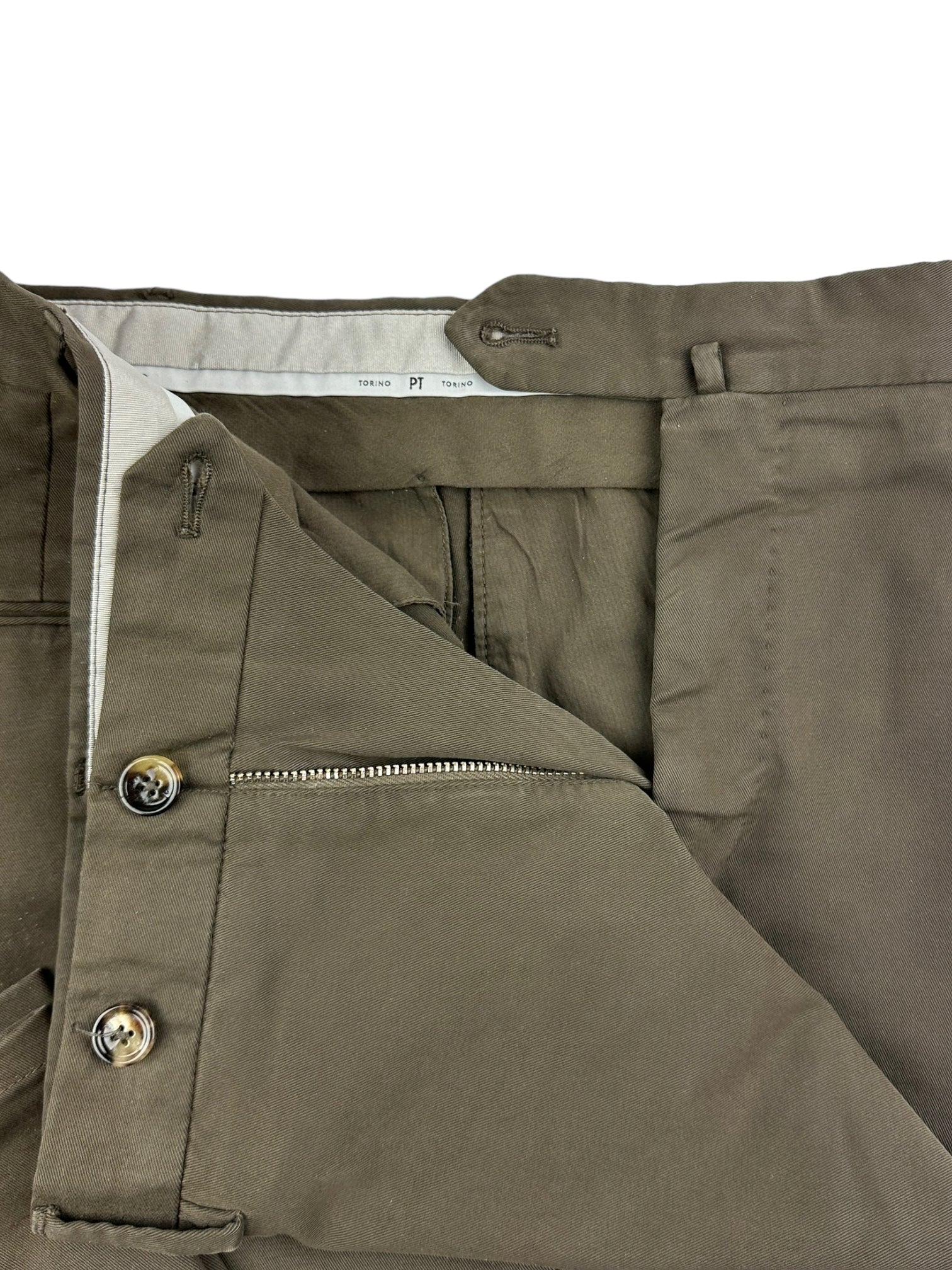 PT01 Olive Green Cotton Stretch Chino