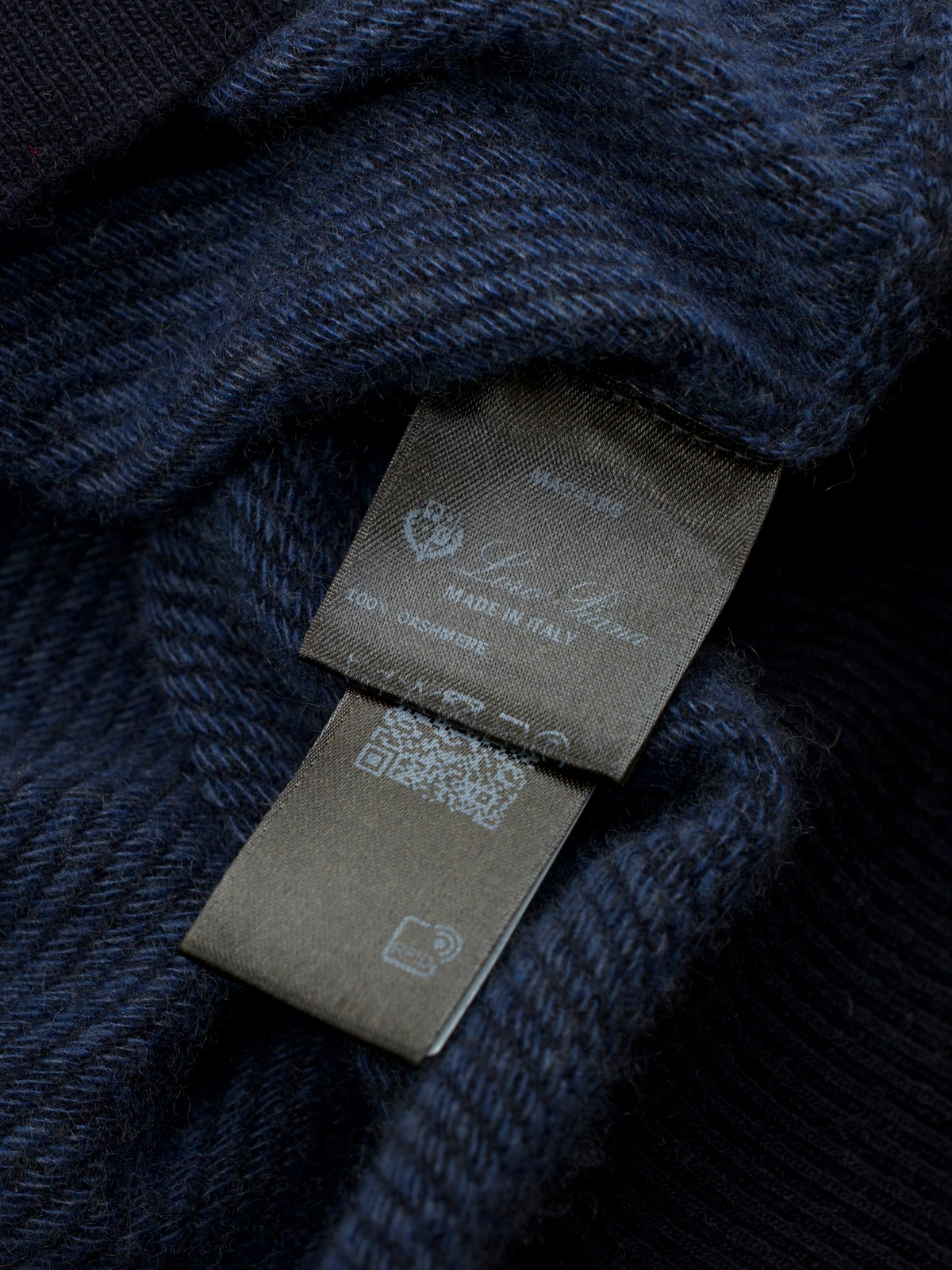 Loro Piana Steel Blue Cashmere Roadster Half-Zip Sweater