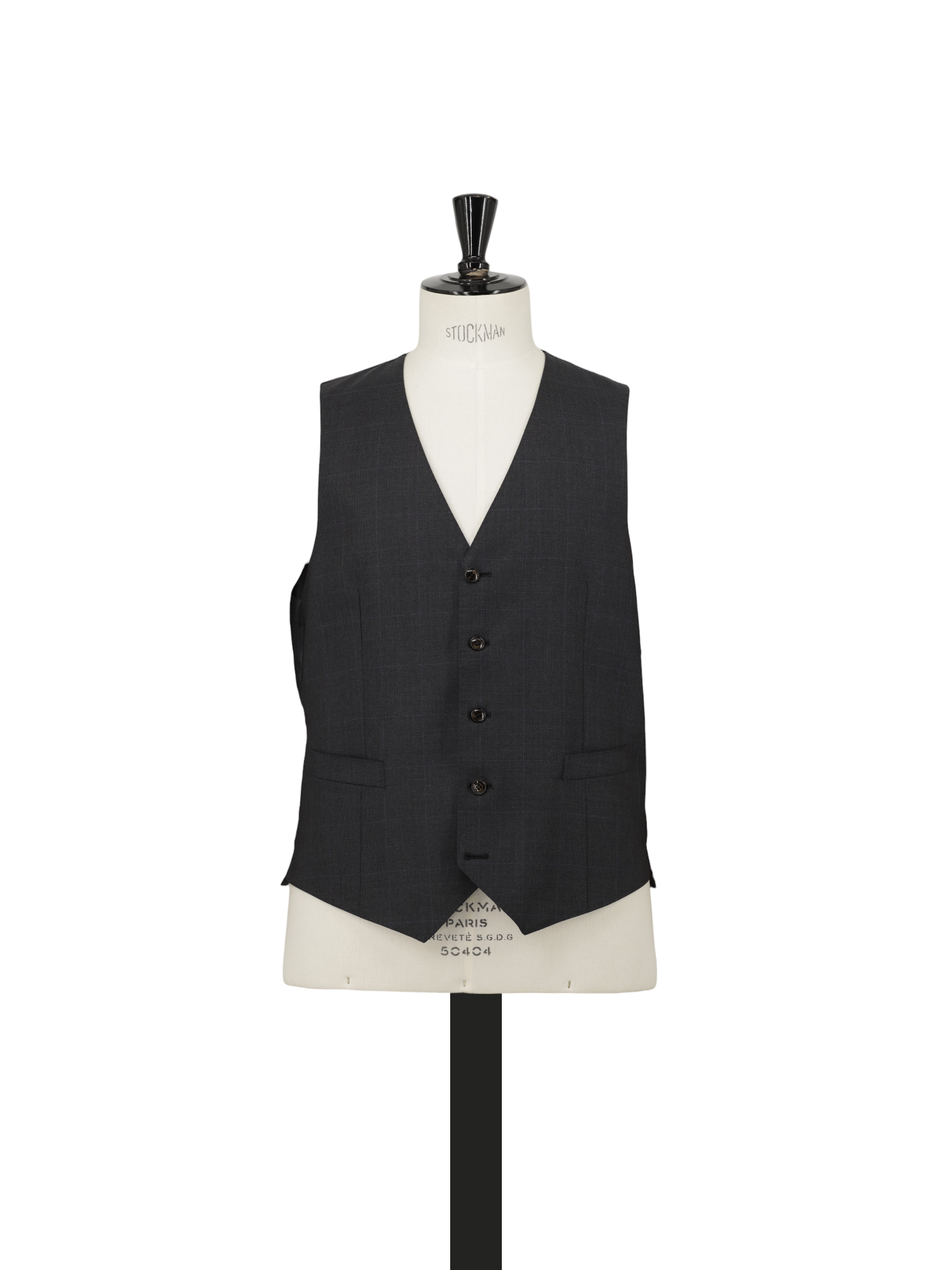 Canali Charcoal & Light Blue Super 160's Windowpane Waistcoat