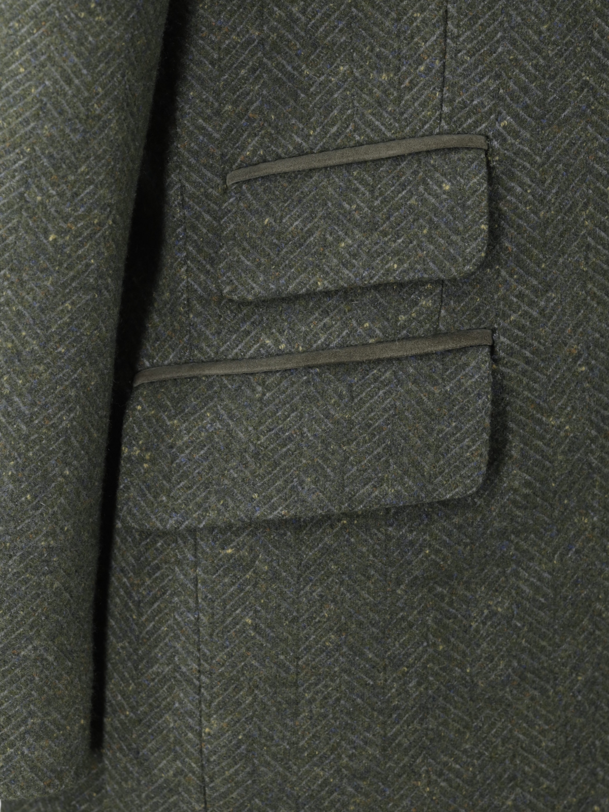 Loro Piana Light Green Cashmere & Wool Detachable-Front Herringbone Jacket
