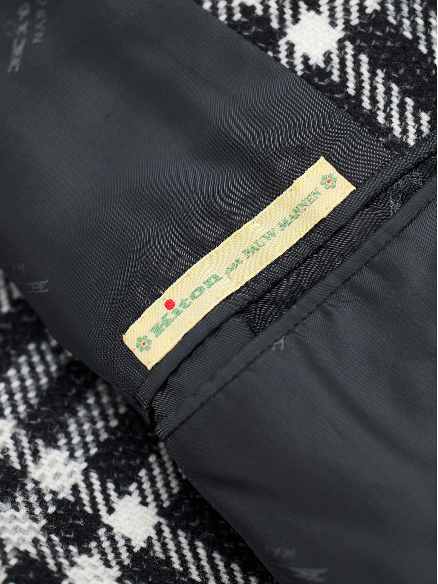 Kiton Black & White Pure Cashmere Tartan Check Jacket