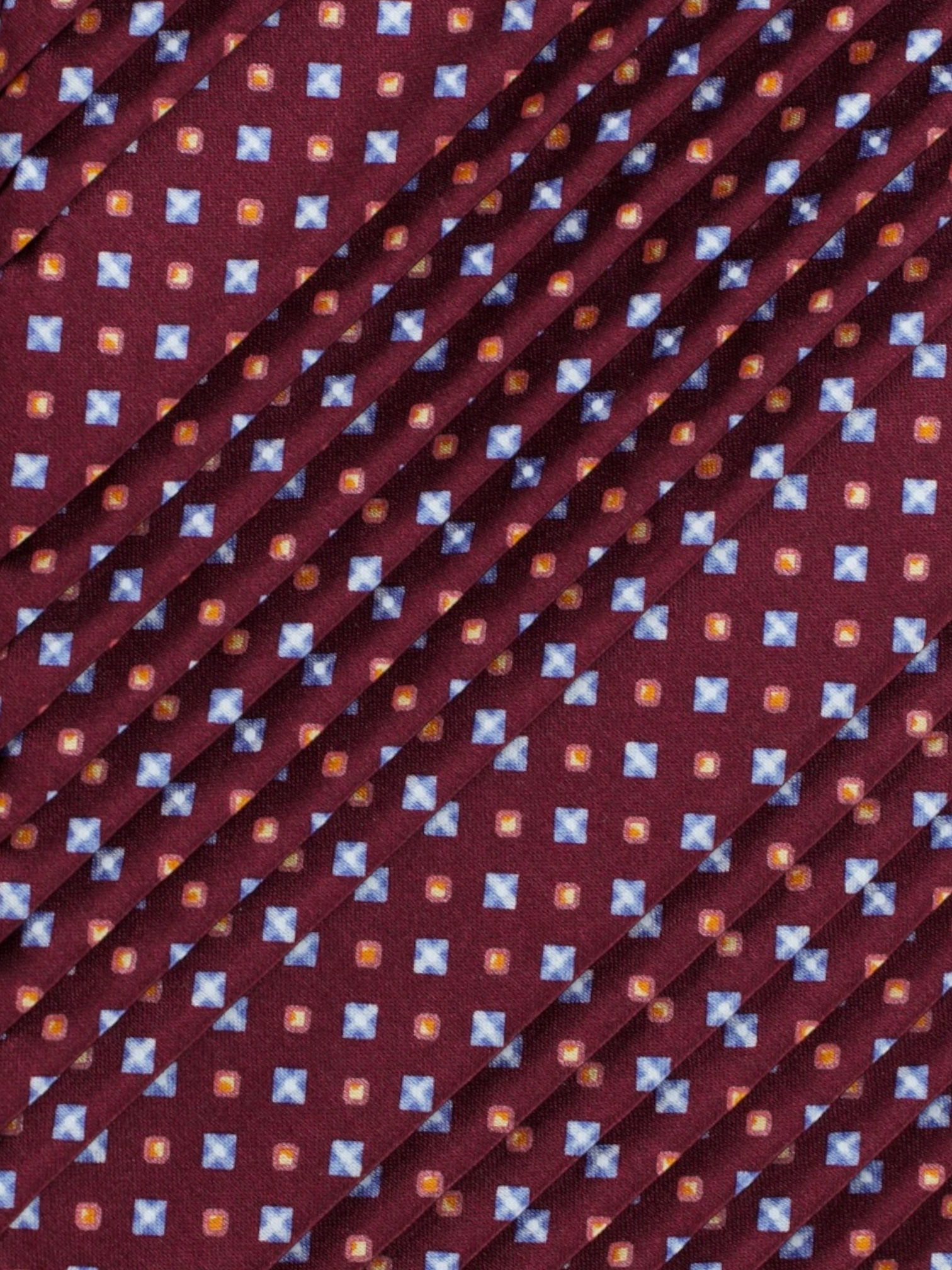 Brioni Wine Red Silk Plissé Geometric Pattern Tie