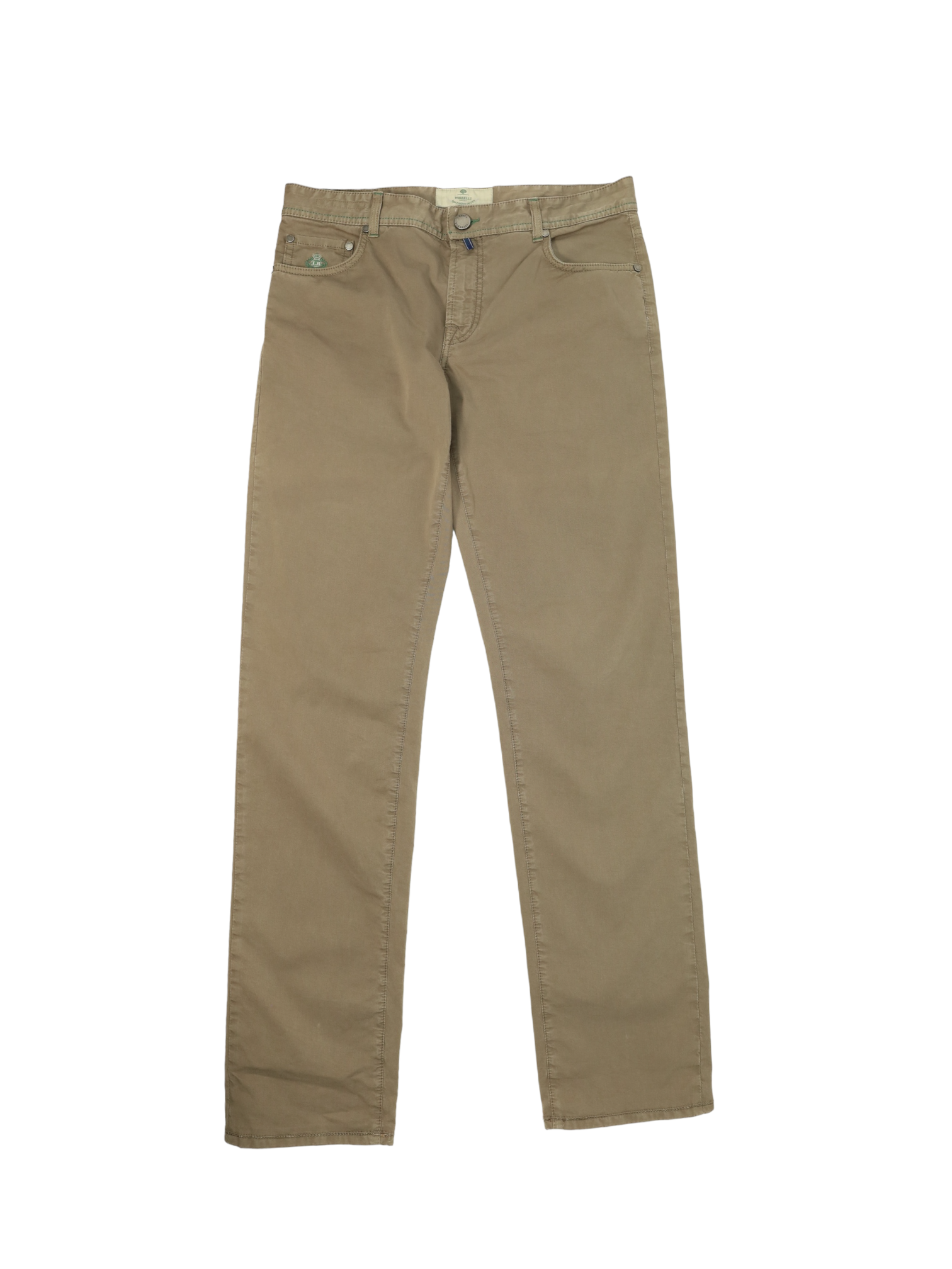 Luigi Borrelli Olive Green 5-Pocket Cotton & Elastane Chino