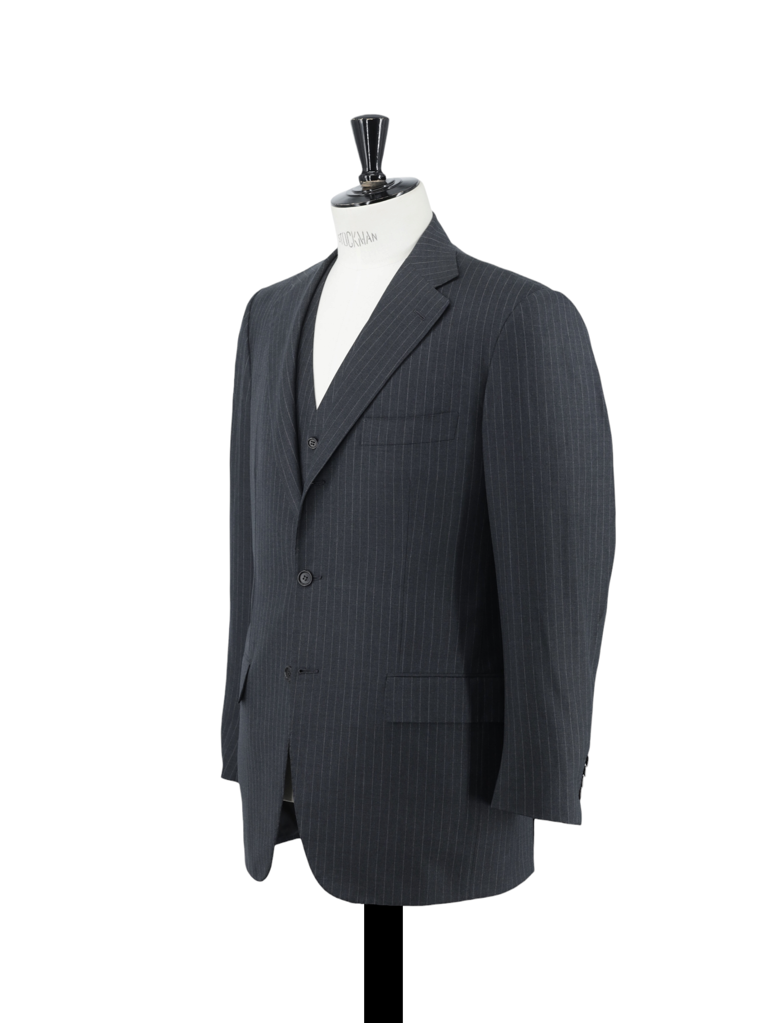Kiton Grey 3-Piece Fine-Wool Classic Pinstripe Suit