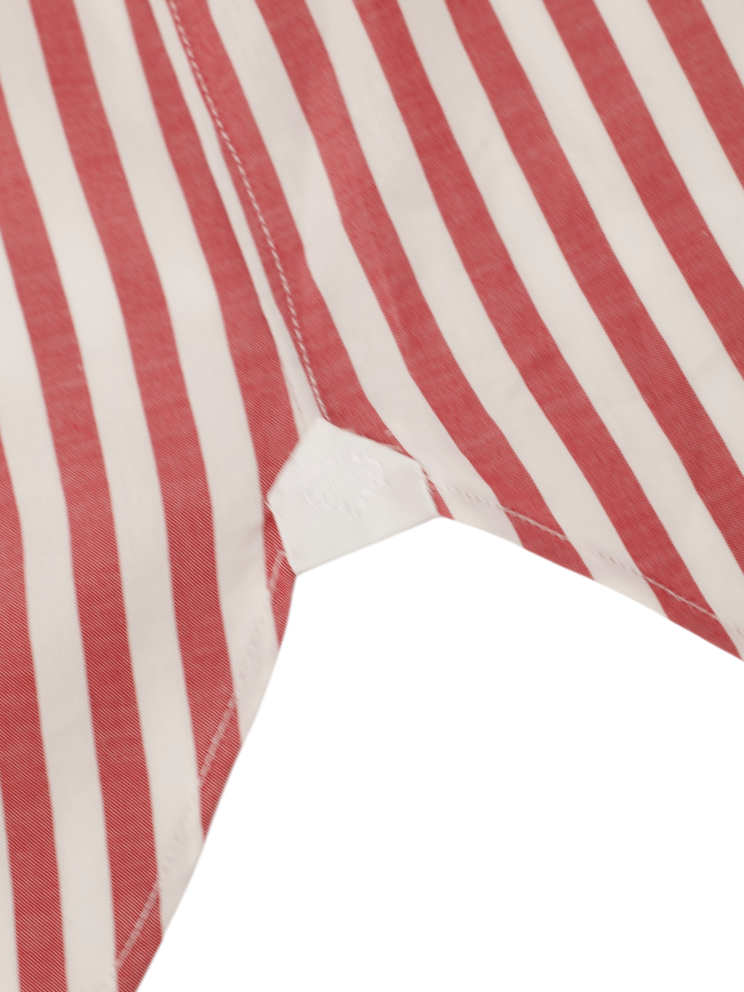 Luigi Borrelli Red & White Cotton Bengal Stripe French Cuff Shirt