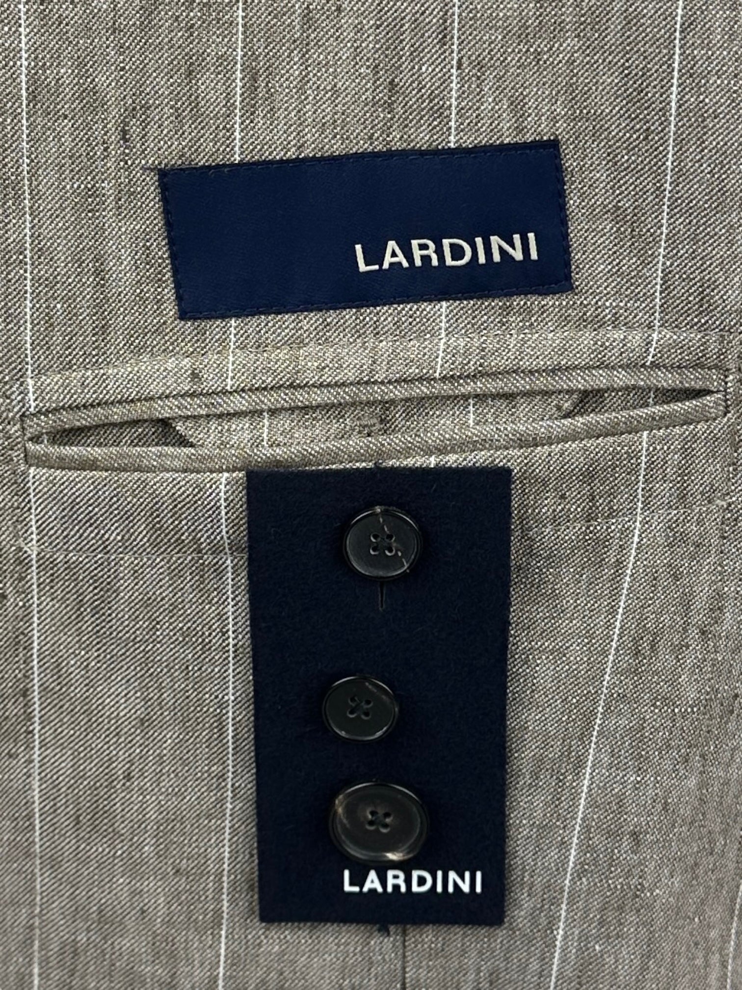 Lardini Taupe Linen Pinstripe Jacket