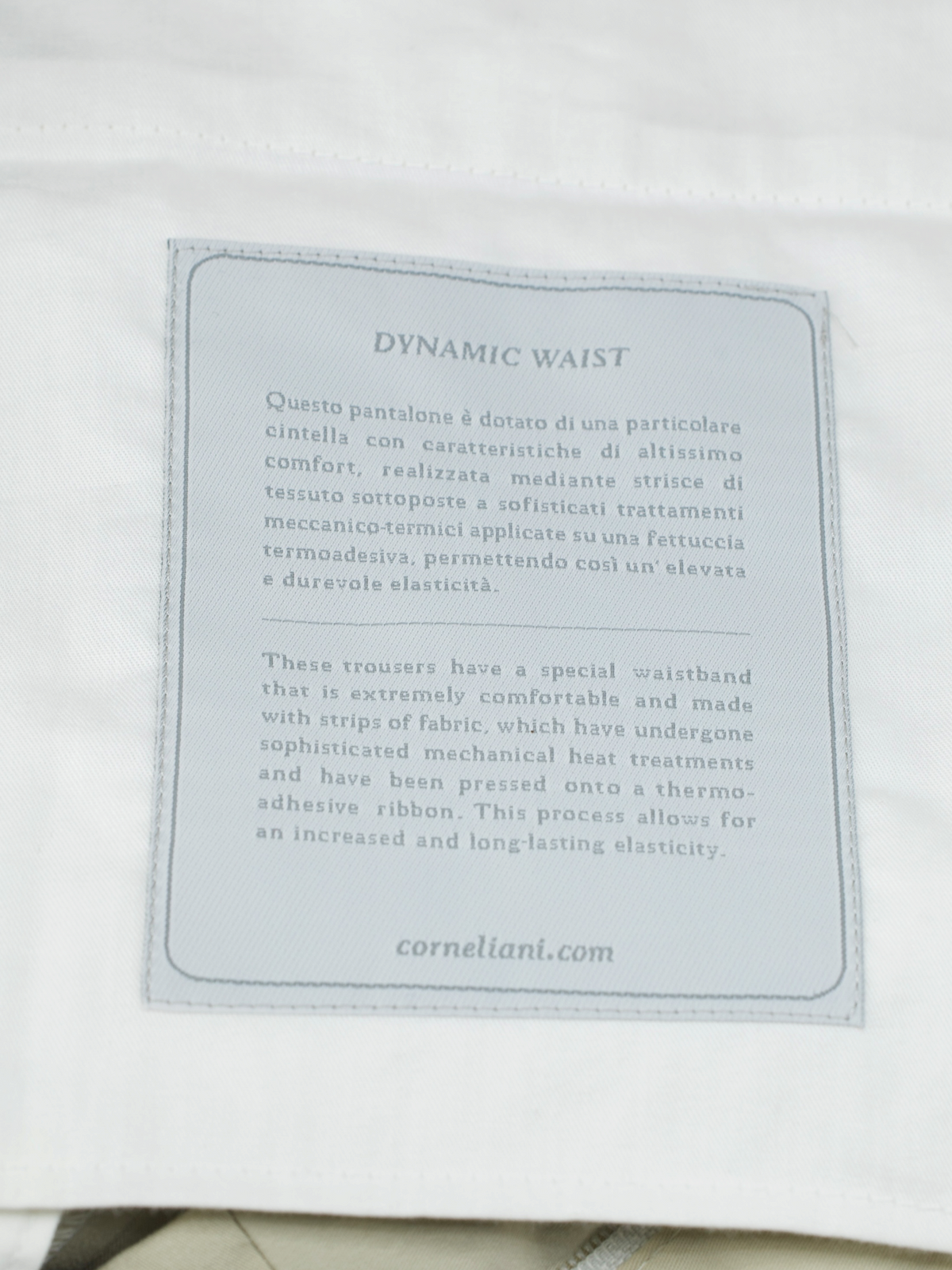 Corneliani Stone Cotton & Stretch "Dynamic Waist" Dress Chino's