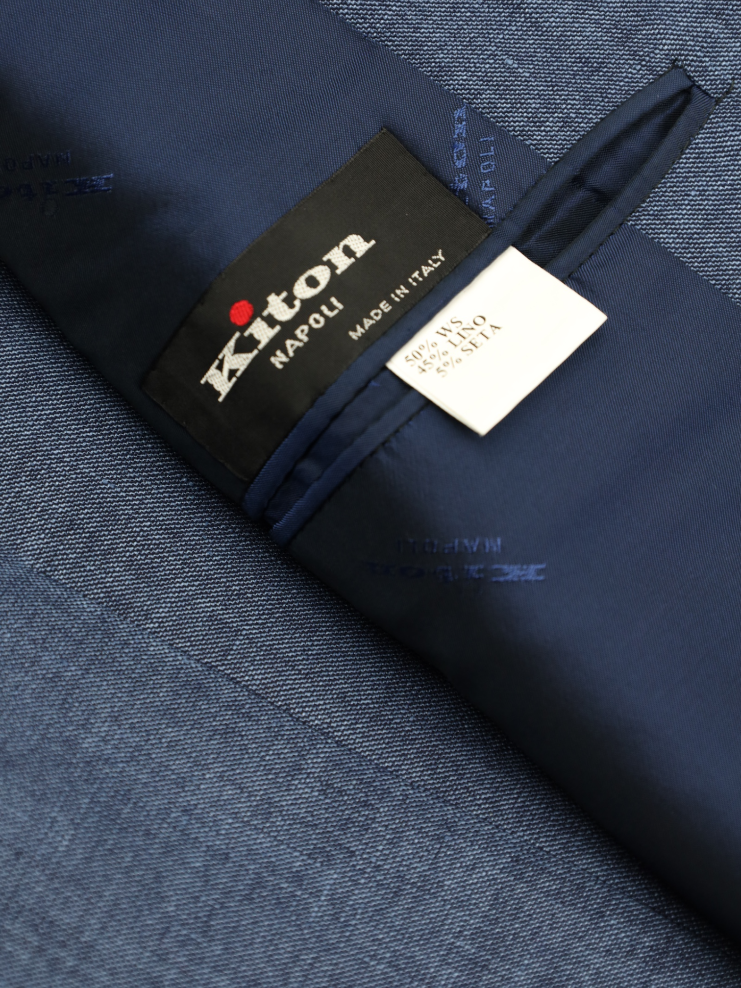 Kiton Blue Cashmere, Linen & Silk Sharkskin Jacket