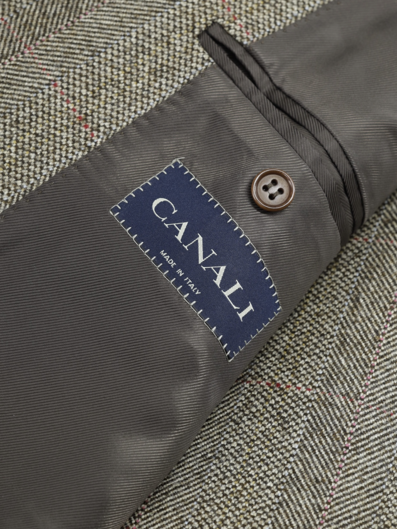 Canali Brown & Multicolor Pure Wool British-Style Covert Coat