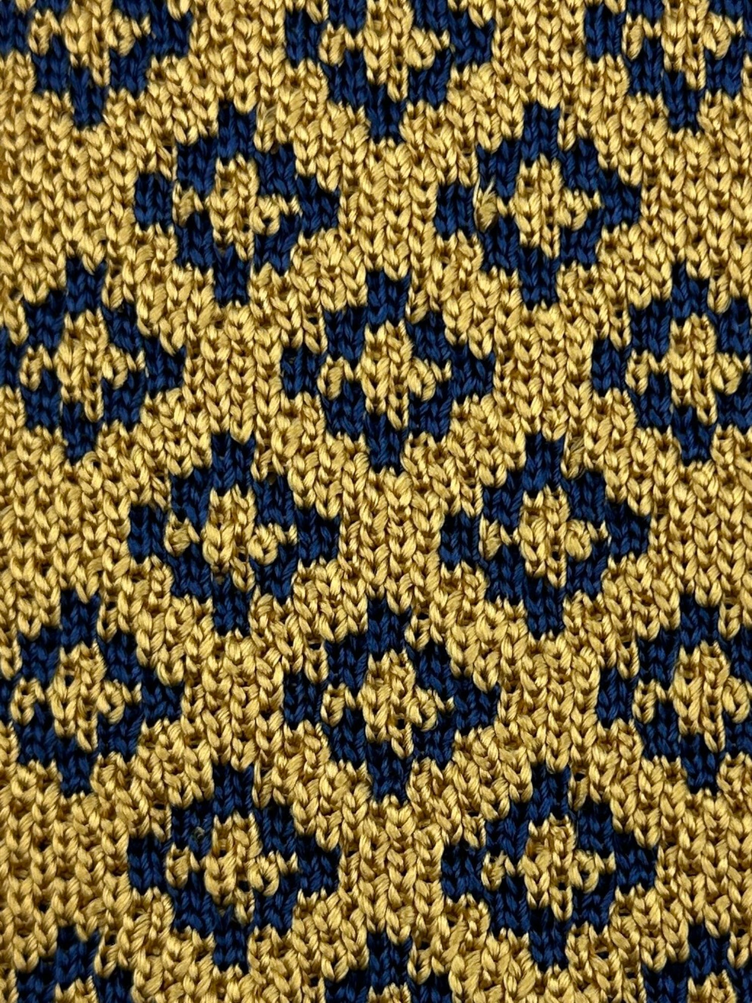 Kiton Blue and Yellow Silk Knitted Tie