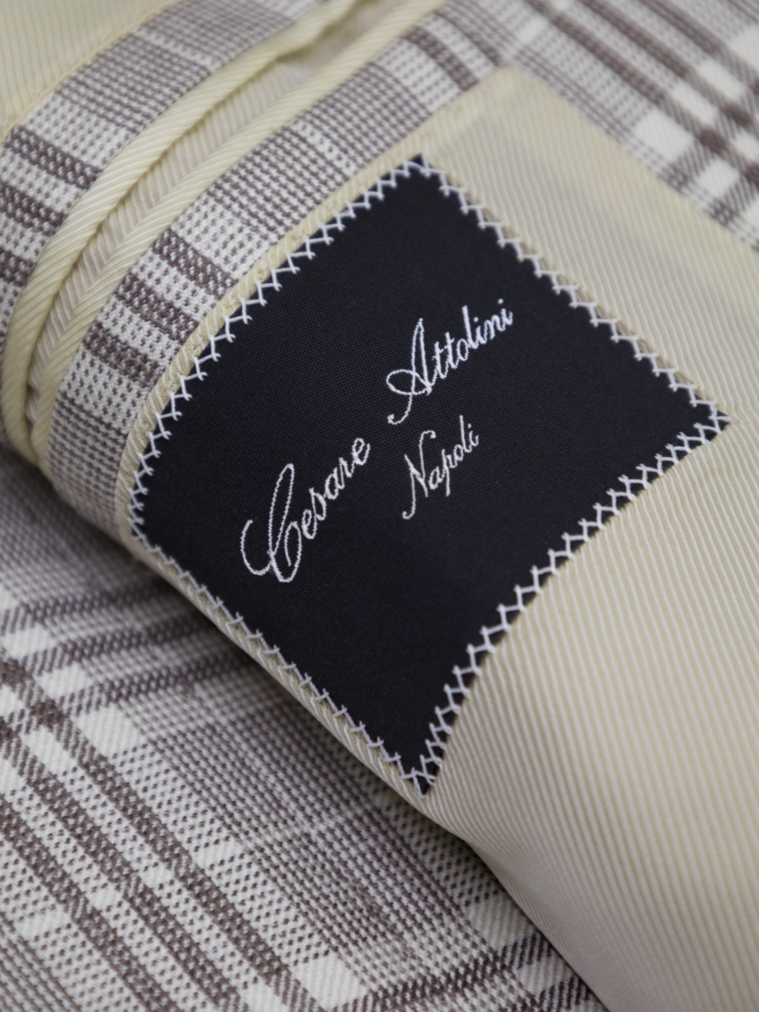 Cesare Attolini Taupe Lightweight-Wool Glenplaid Jacket