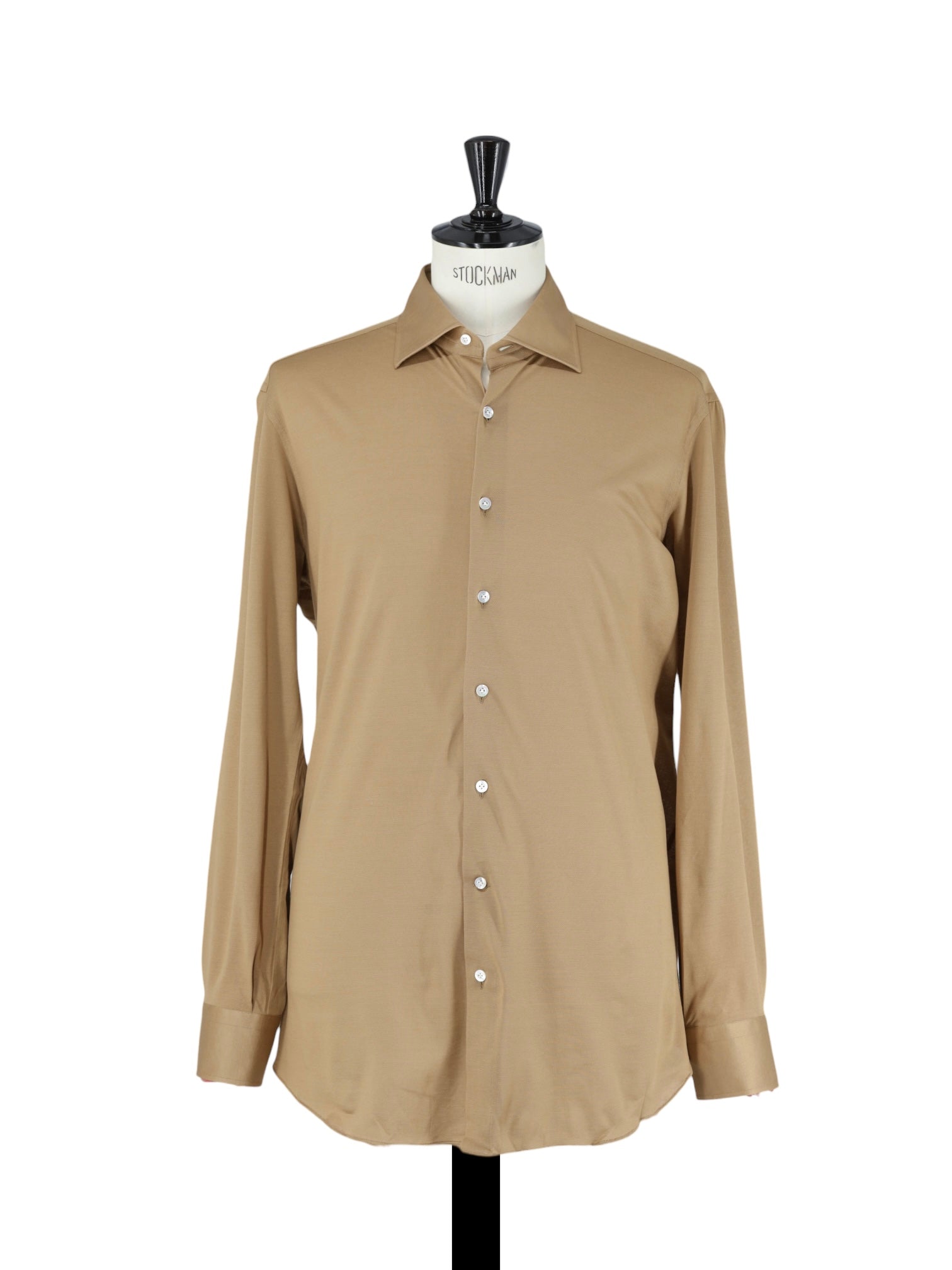 Fray Caramel Brown Cotton Piqué-Knitted "Gabriel" Shirt