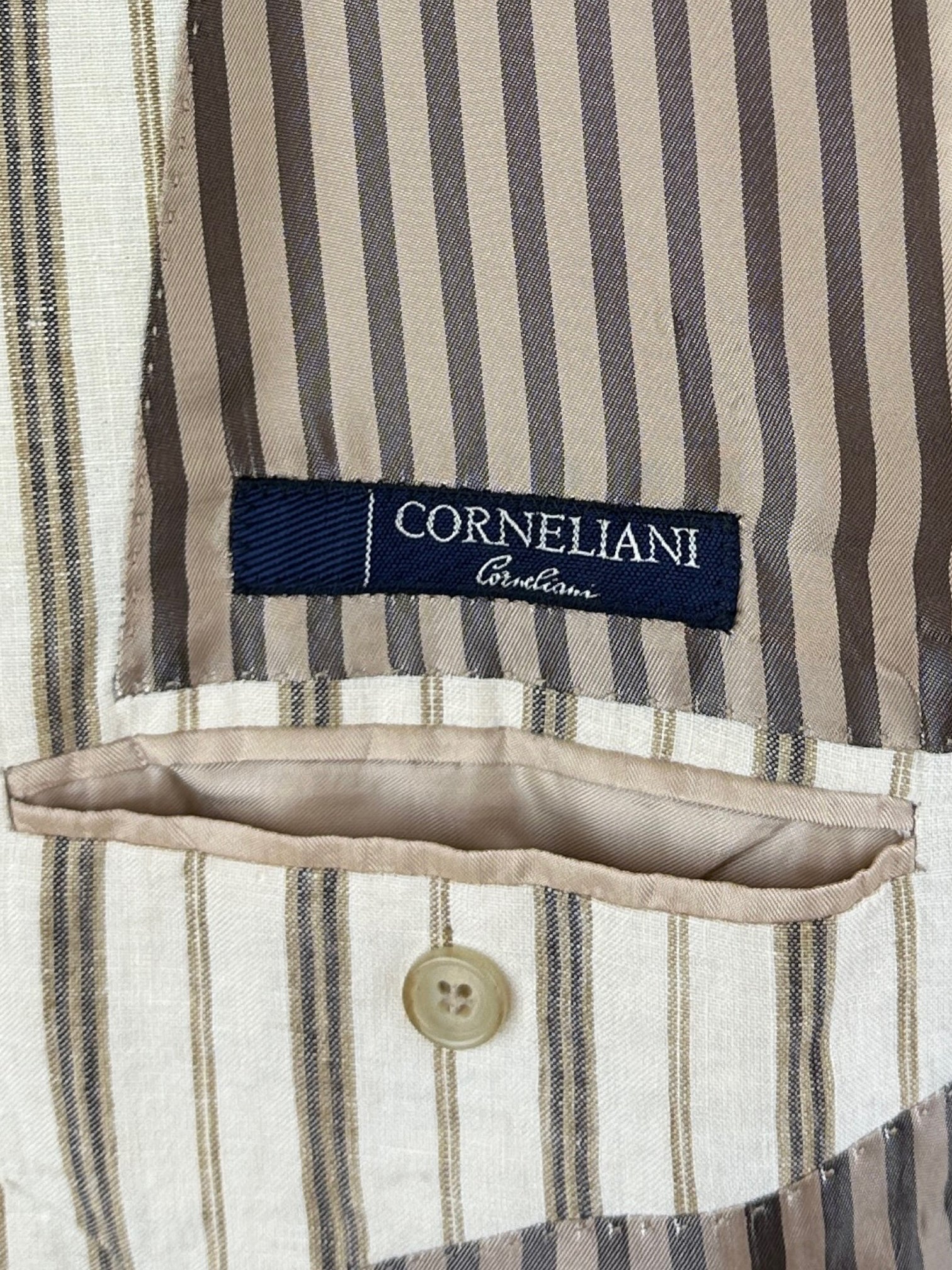 Corneliani Sand Linen Pinstripe Jacket