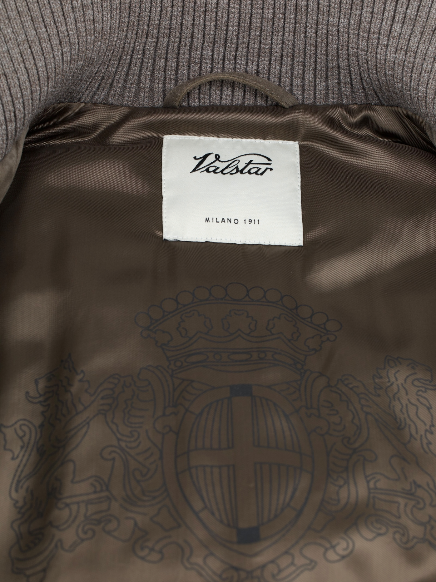 Valstar Warm Grey Lambskin-Suède Padded Bomber Jacket