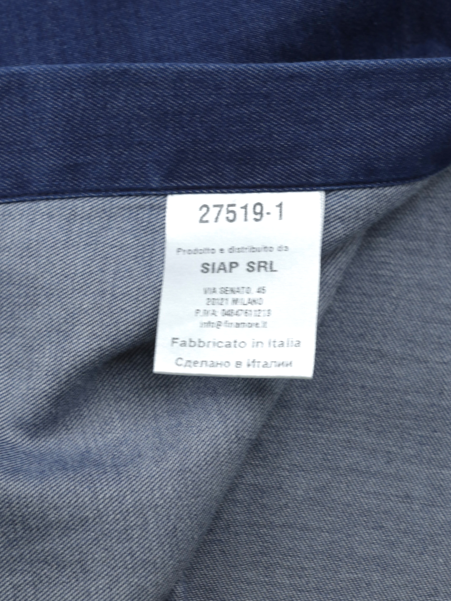 Finamore Indigo Blue Cotton Denim Twill Shirt