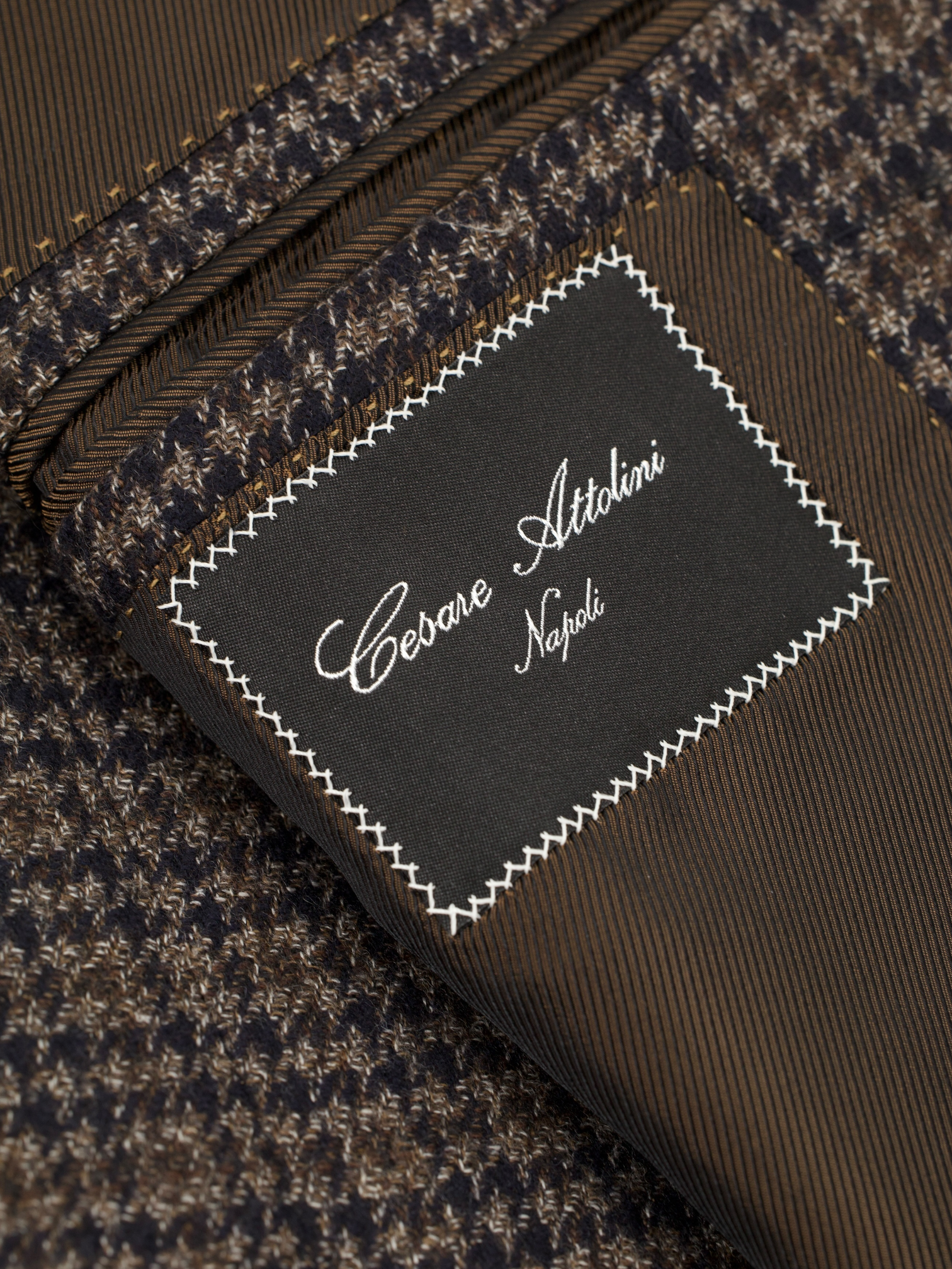 Cesare Attolini Dark Brown Pure-Wool Gun Check Jacket