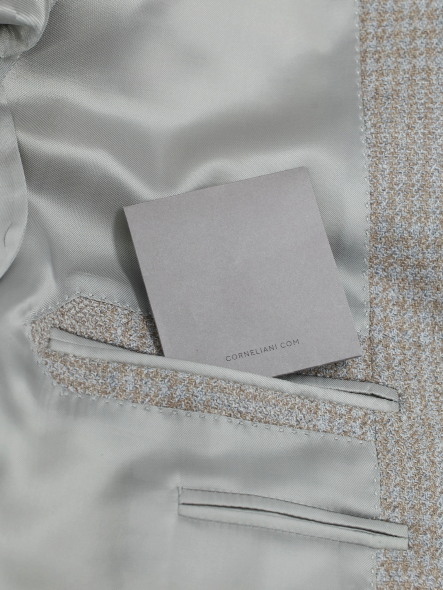 Corneliani Brown & Ice-Blue Wool & Silk "Sartoria Light" Glencheck Jacket