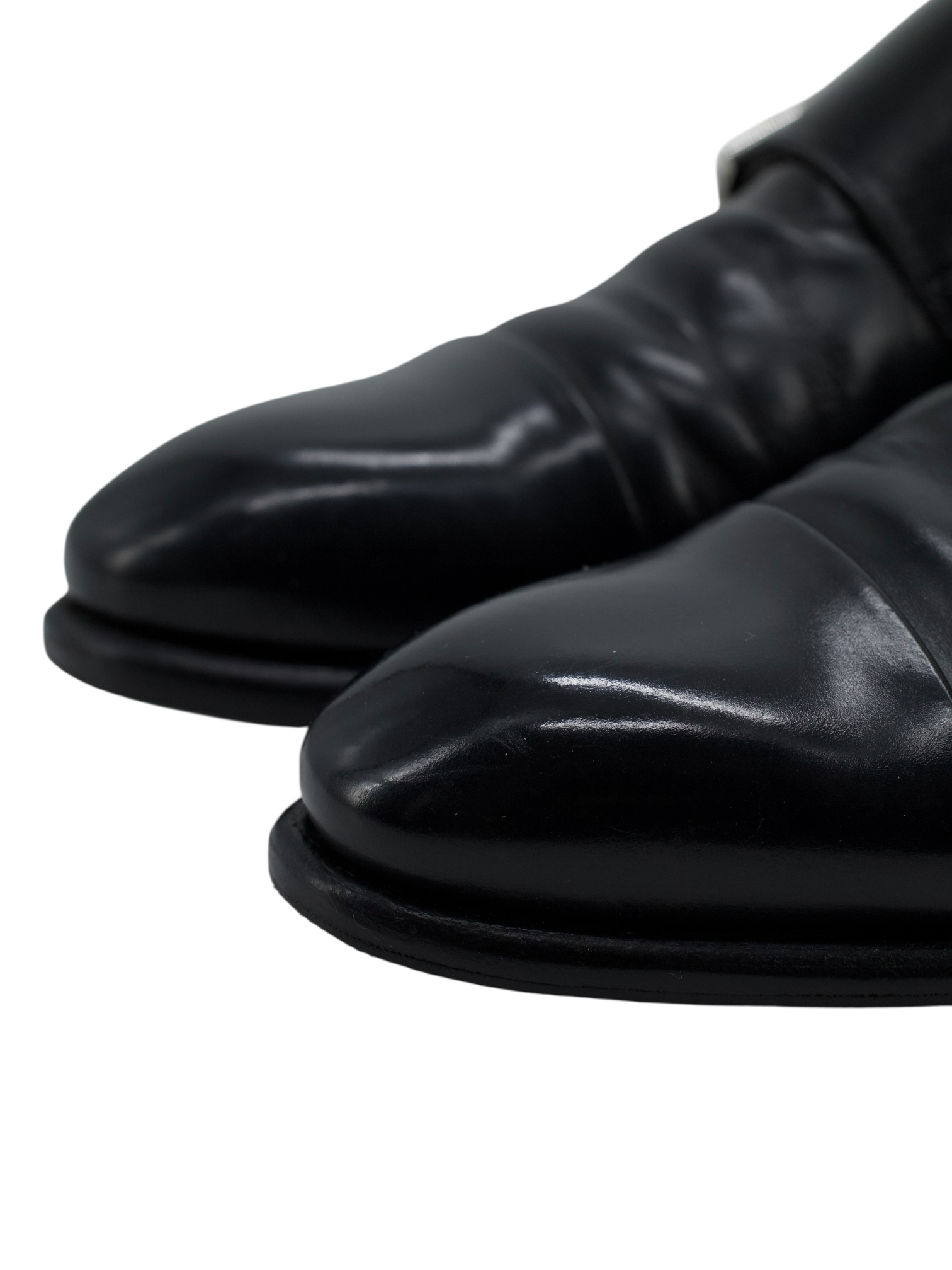 Santoni Black Calfleather Goodyear-Welted Carlos Double Monk-Straps