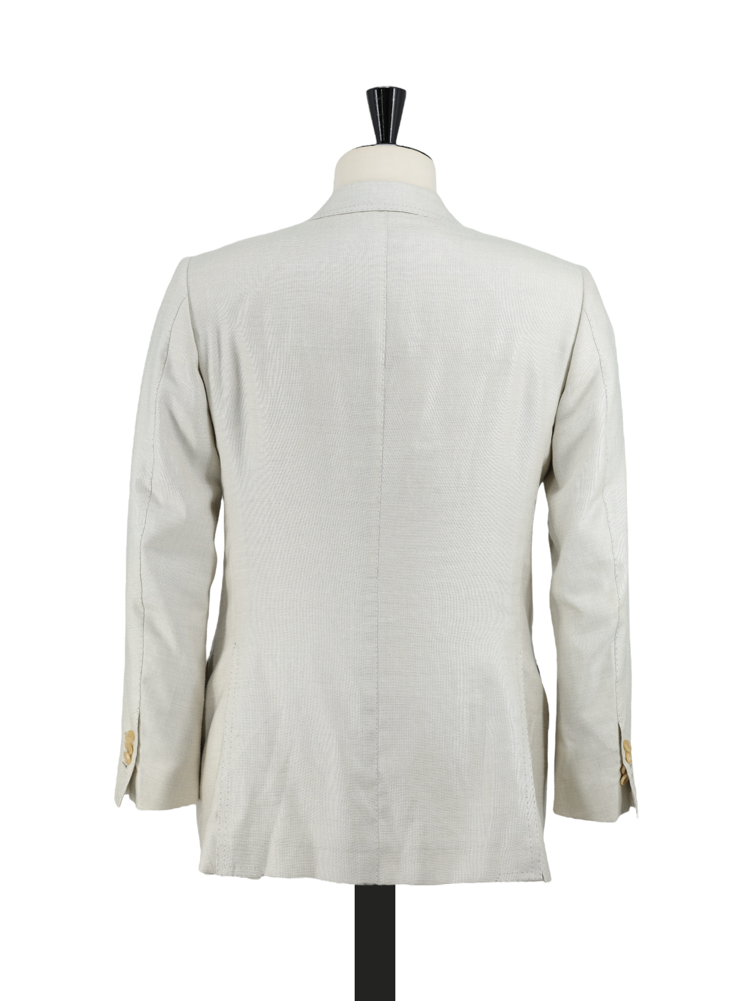 Cesare Attolini Greige Cashmere, Silk & Cotton Double Breasted Micro-Pattern Jacket