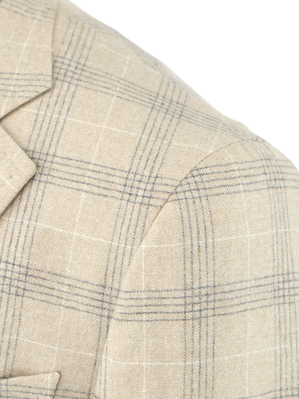 Isaia Beige & Grey Pure Wool Checkered "Amalfi" Jacket
