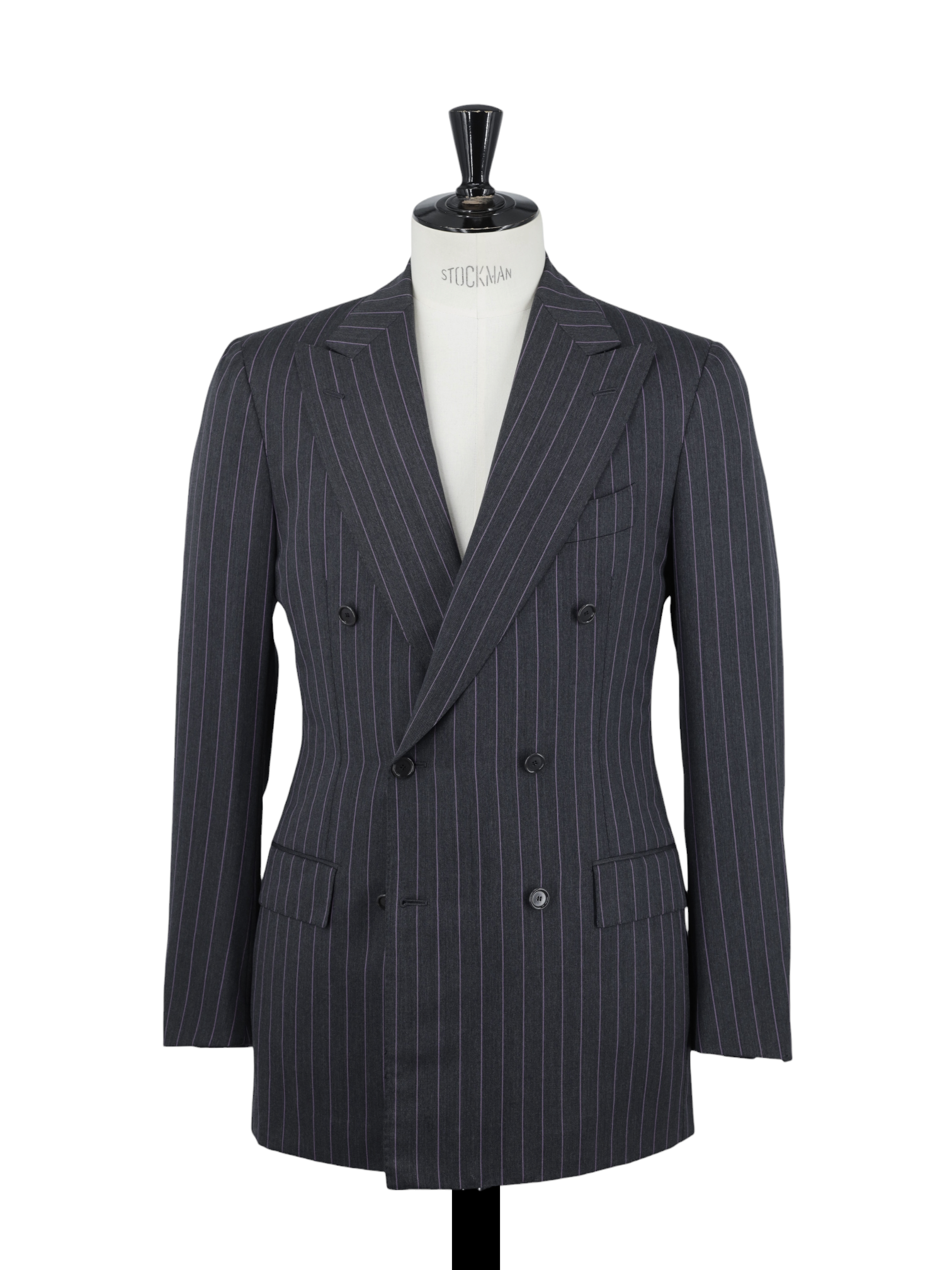 Cesare Attolini Grey & Pink Fine-Wool Double-Breasted Pinstripe Suit