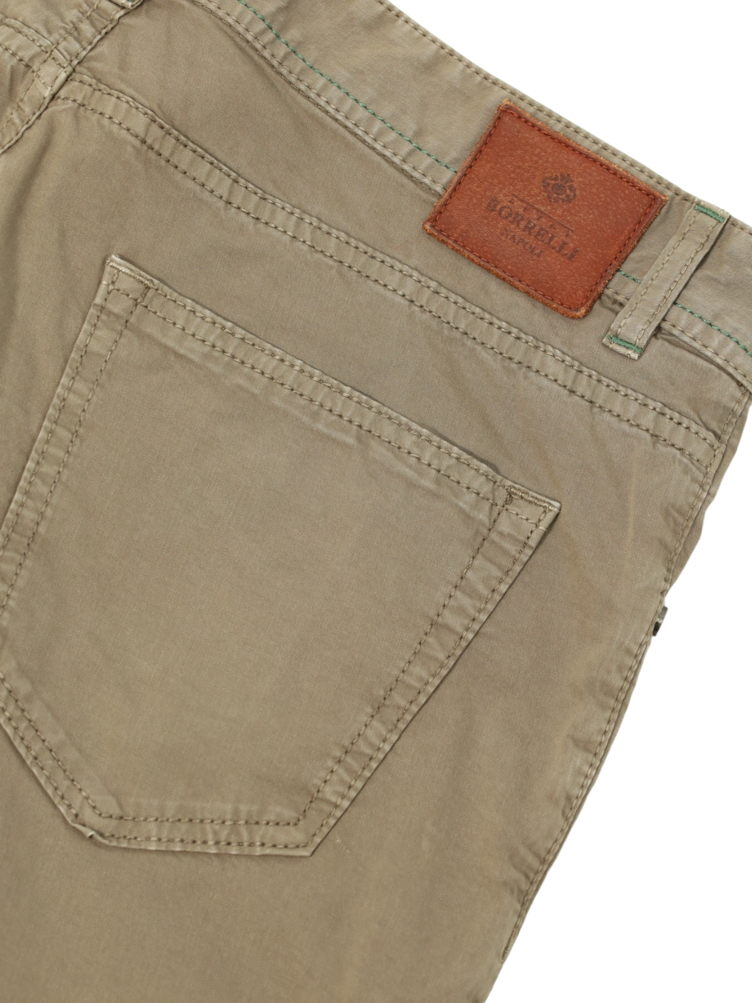 Luigi Borrelli Olive Green 5-Pocket Cotton & Elastane Chino