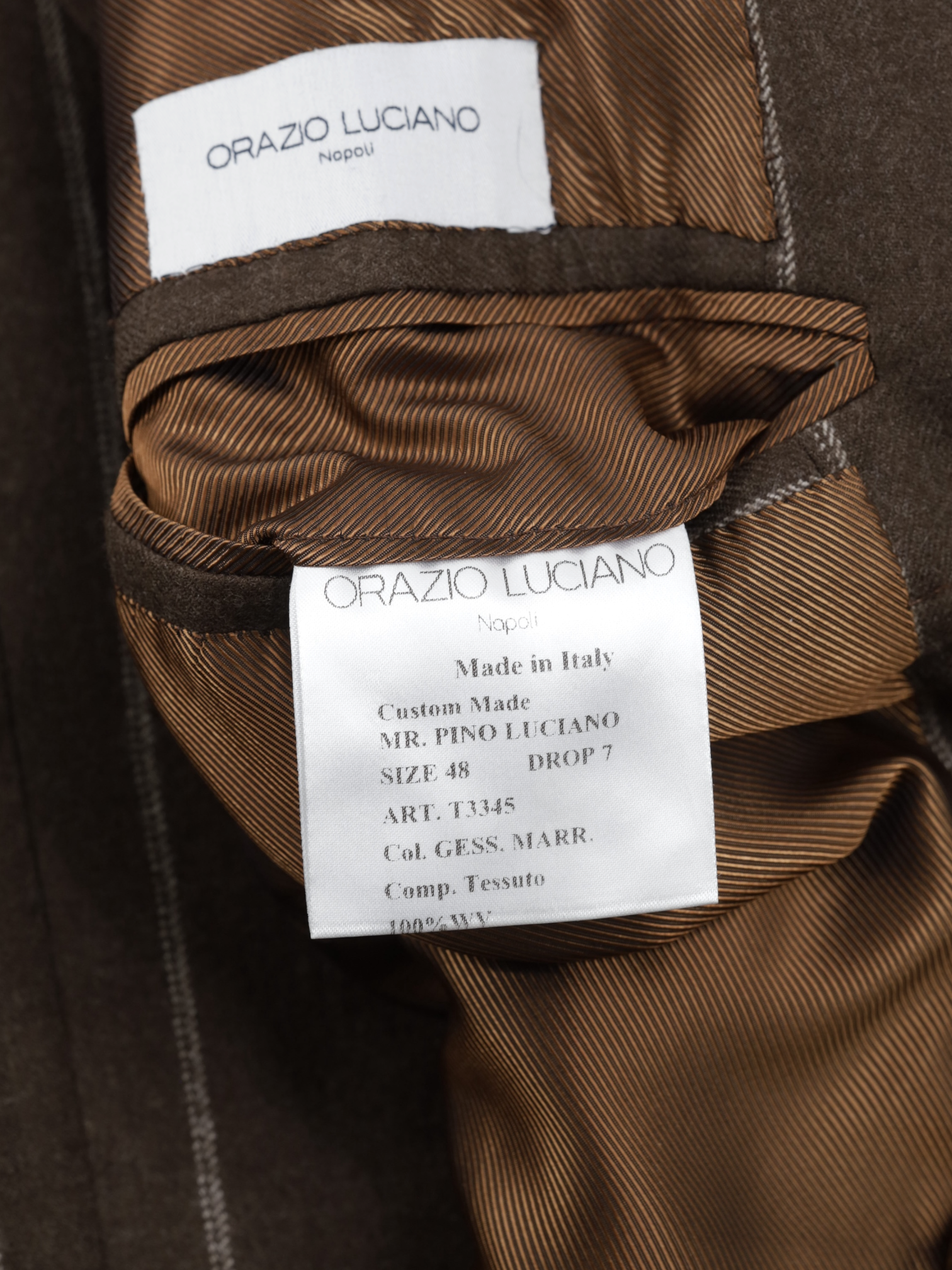 Orazio Luciano Dark Brown Double-Breasted Wool-Flannel Chalkstripe Suit
