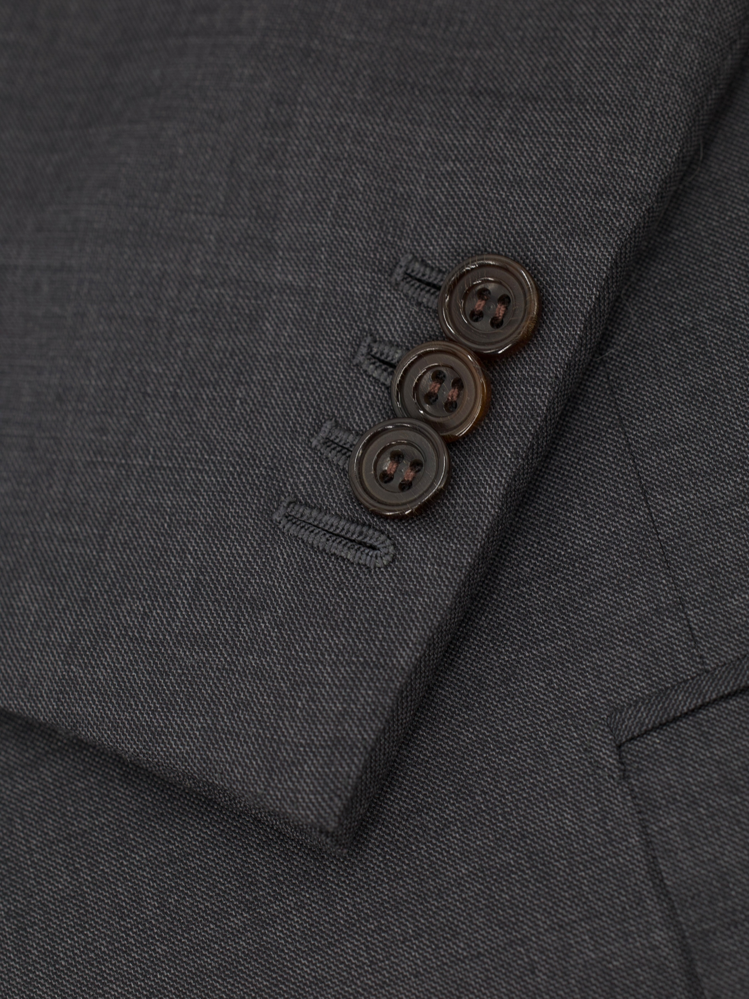 Kiton Dark Grey "Diamante Blue" Wool Sharkskin Suit