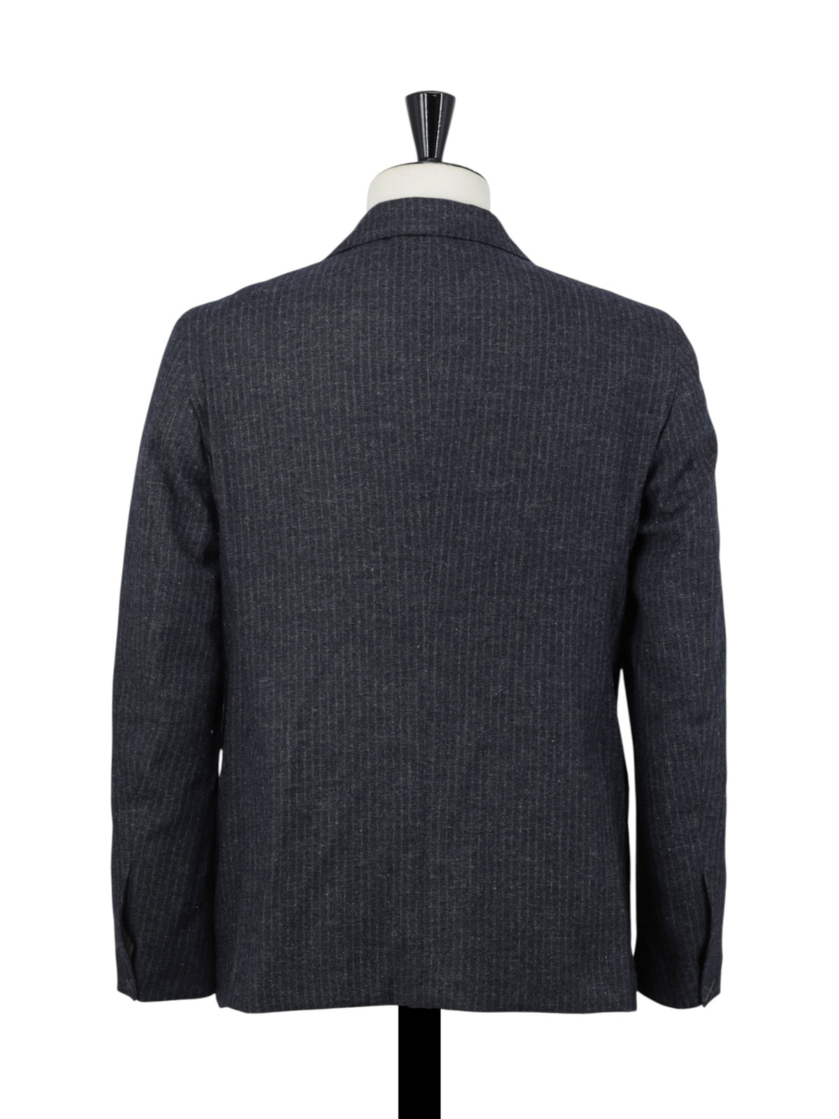 Luigi Borrelli Grey Brushed Wool, Cotton & Linen Double-Breasted Pinstripe Jacket