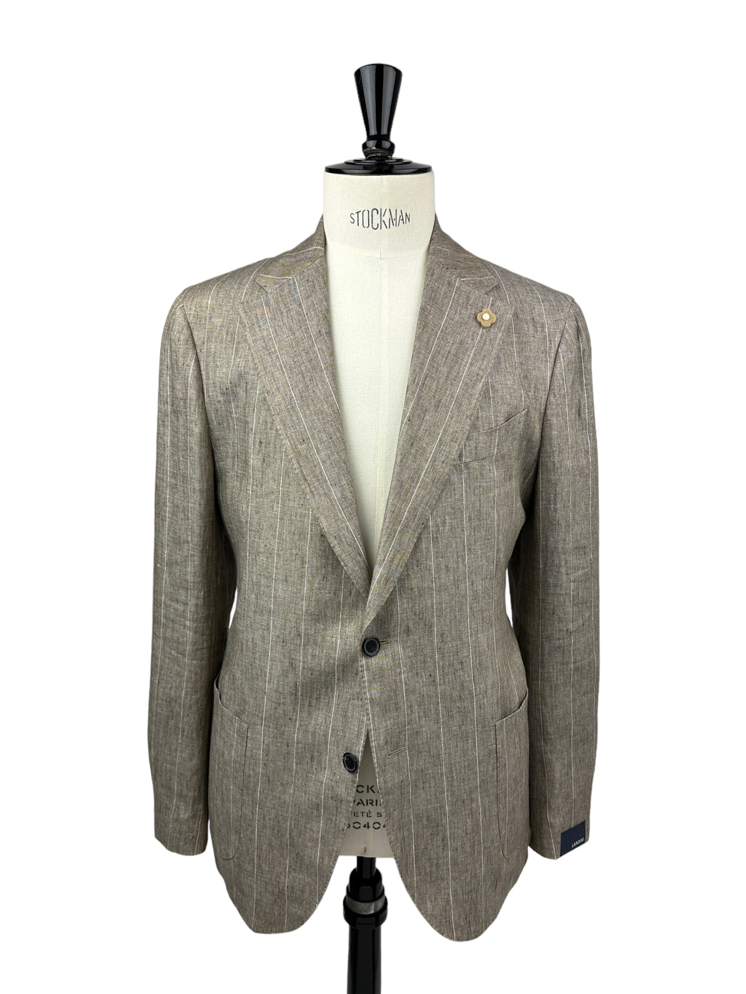 Lardini Taupe Linen Pinstripe Jacket