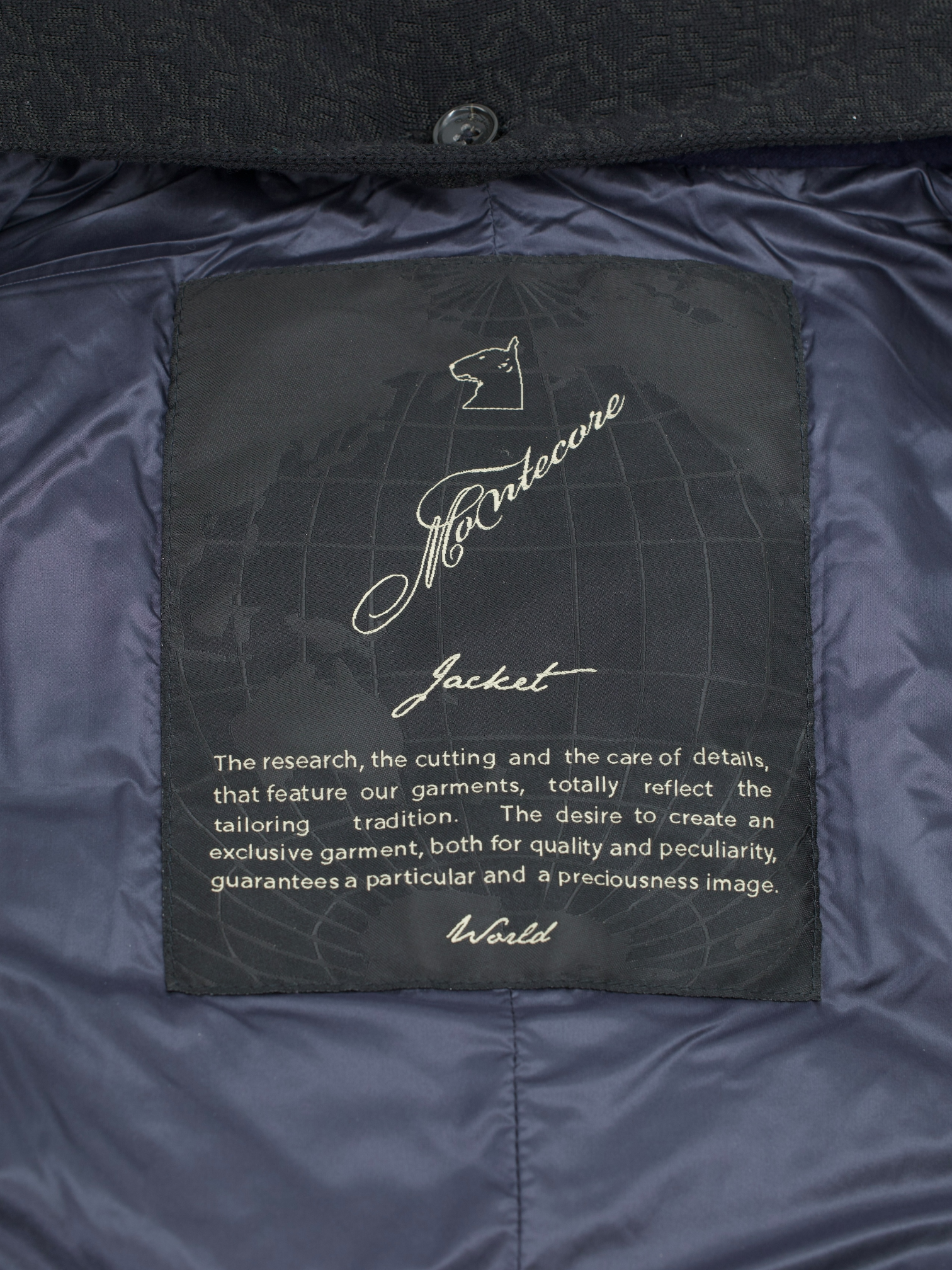 Montecore Navy Wool & Silk Rain System Padded Overcoat