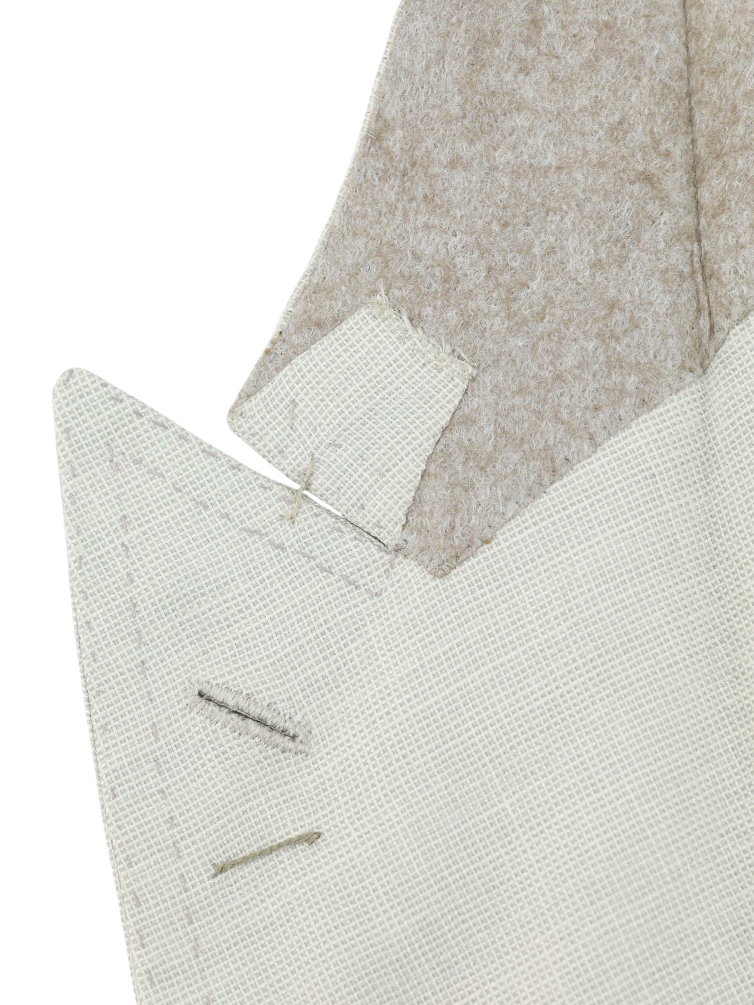 Cesare Attolini Greige Cashmere, Silk & Cotton Double Breasted Micro-Pattern Jacket