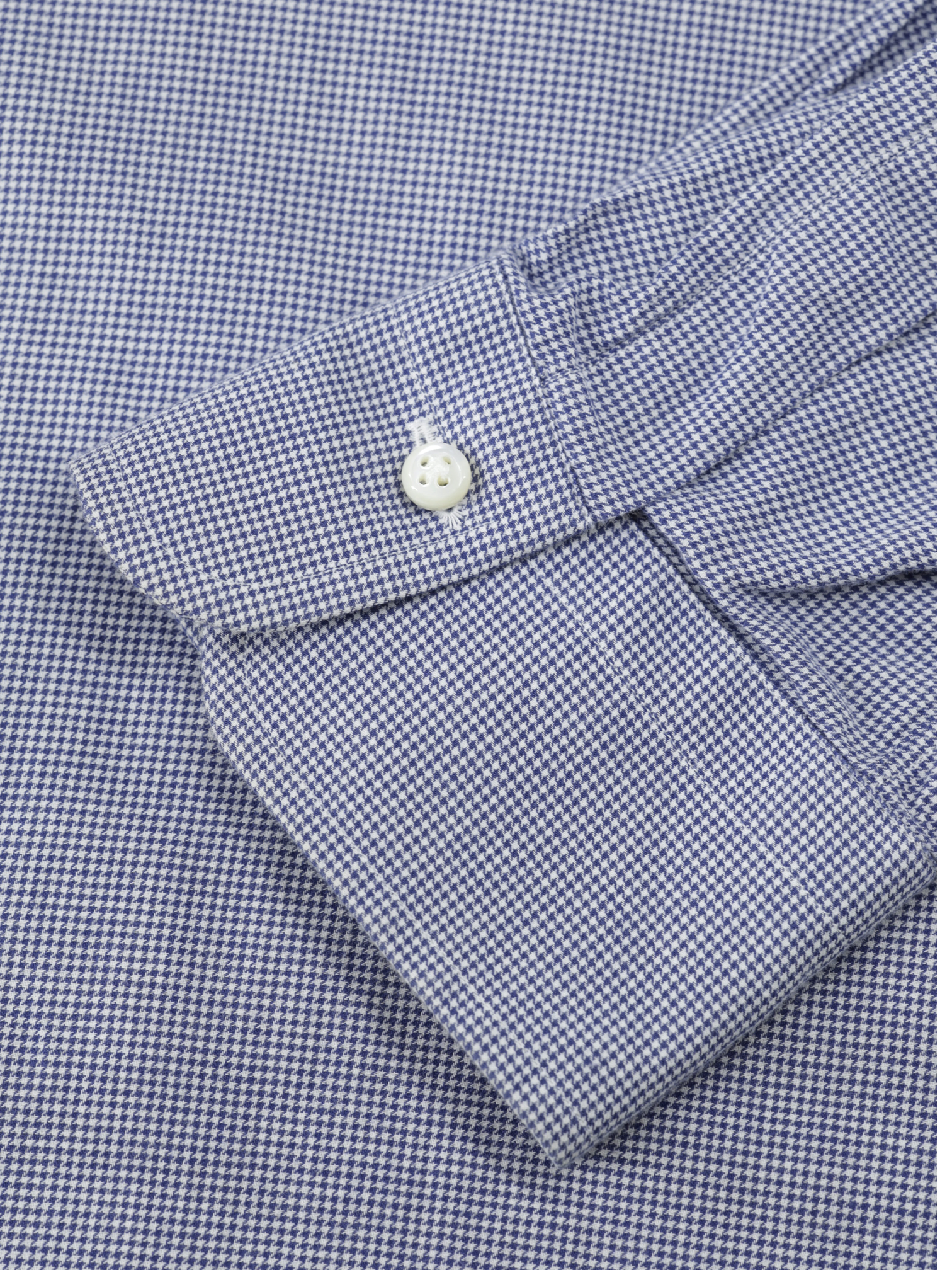 Emanuele Maffeis Navy & Light Blue Pure Cotton "Stretch" Puppytooth Shirt